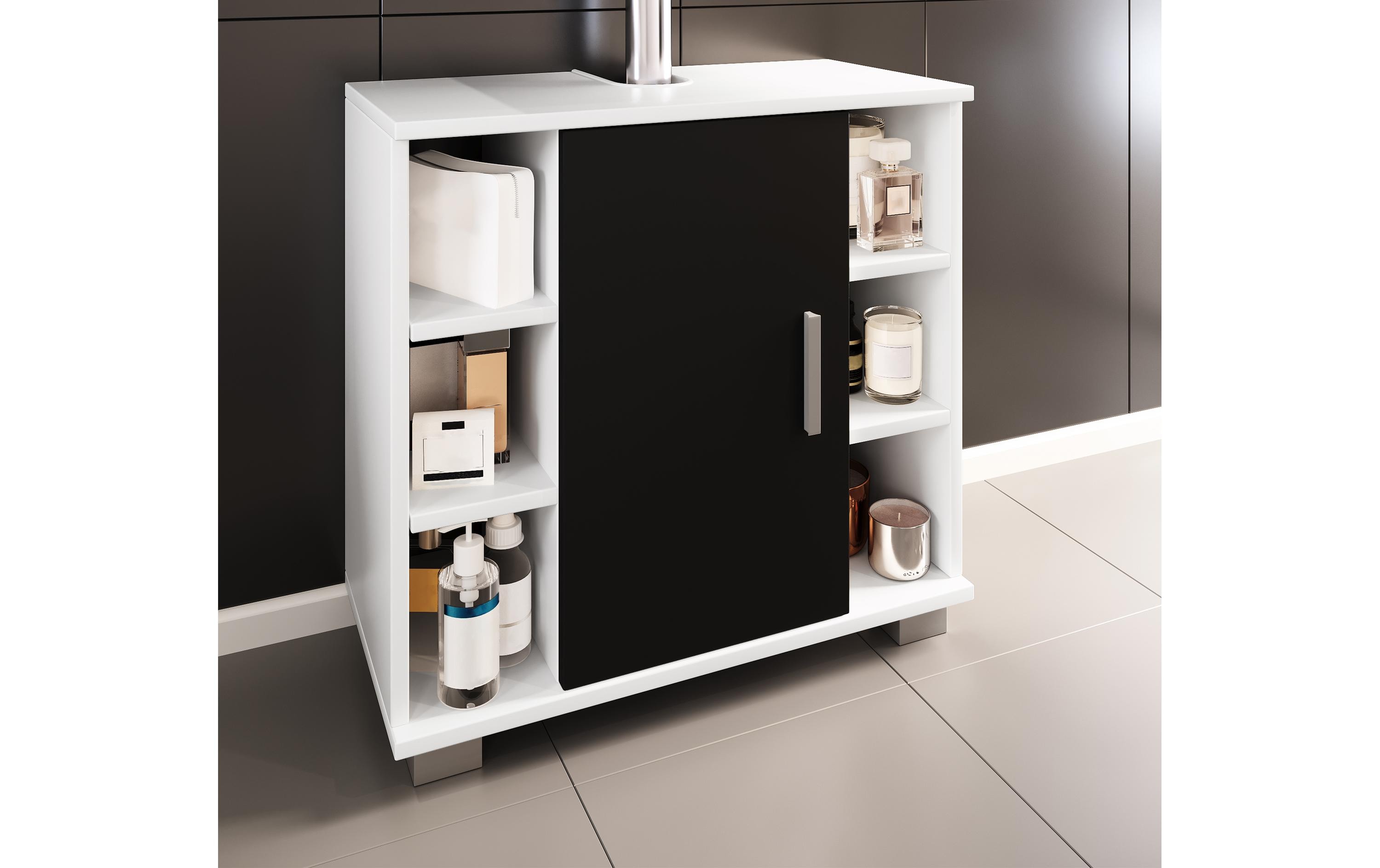 VCM Waschbeckenunterschrank Zalo M 60 x 58 cm, Weiss/Schwarz