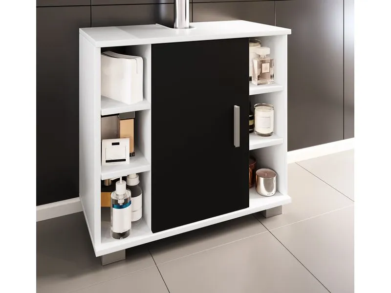 VCM Waschbeckenunterschrank Zalo M 60 x 58 cm, Weiss/Schwarz