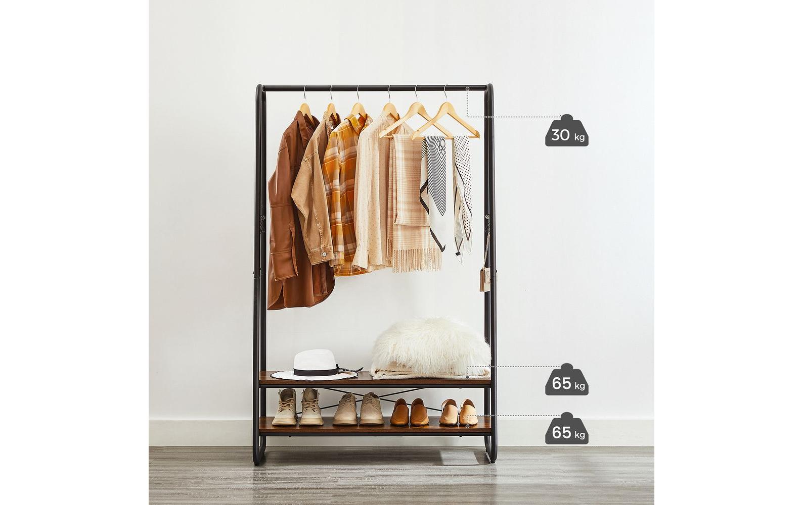 VASAGLE Garderobe Vintage 160 cm, Braun/Schwarz