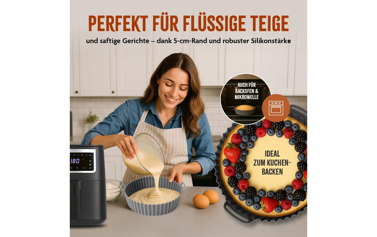 KitchBo Silikonform, 20 x 20 x 6.3 cm, Schwarz / Grau