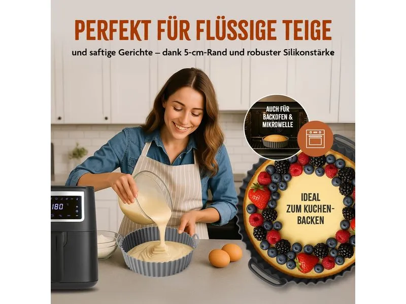 KitchBo Silikonform, 20 x 20 x 6.3 cm, Schwarz / Grau