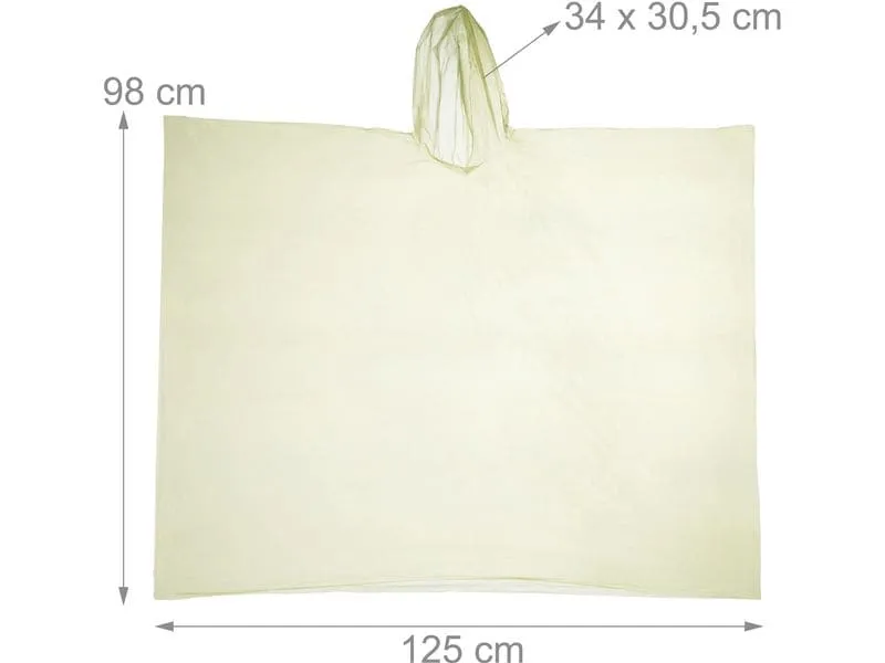 relaxdays Regenponcho 20 Stück, Gelb