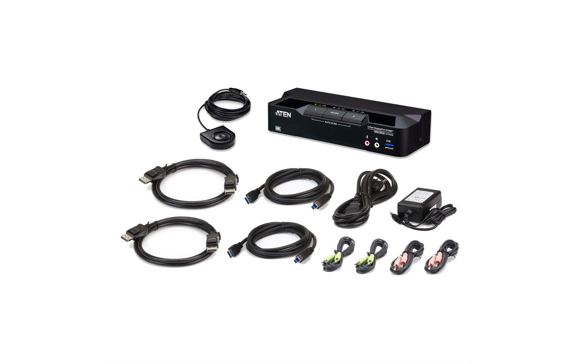 Aten KVM Switch CS1922A 2-Port USB 3.0 8K DisplayPort (3 Geräte)