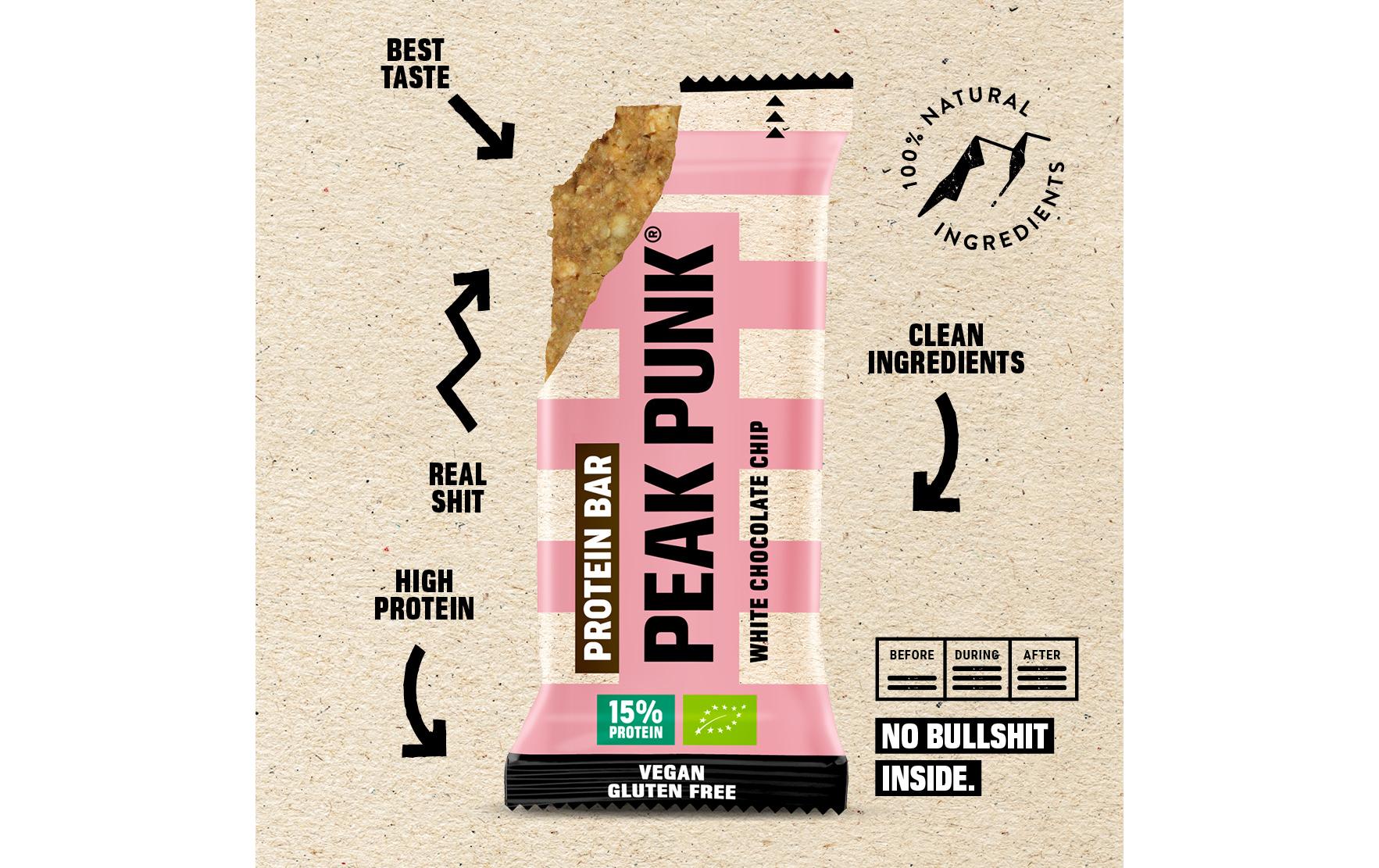 PEAK PUNK Bio Protein Bar White Chocolate Chip 12 x 55 g
