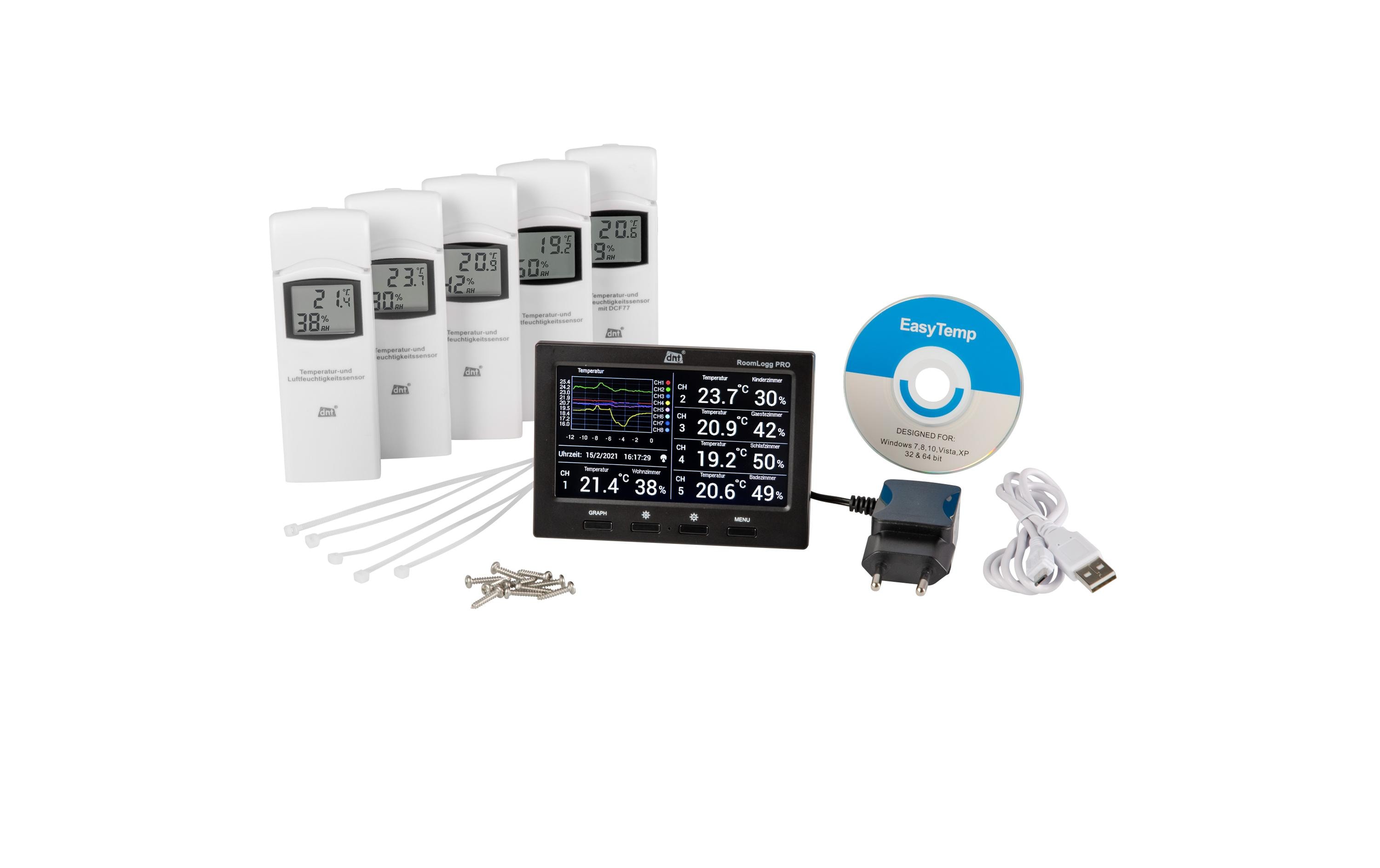 dnt Funk-Thermometer Raumklimastation RoomLogg PRO dnt Funk-Thermometer Raumklimastation RoomLogg PRO