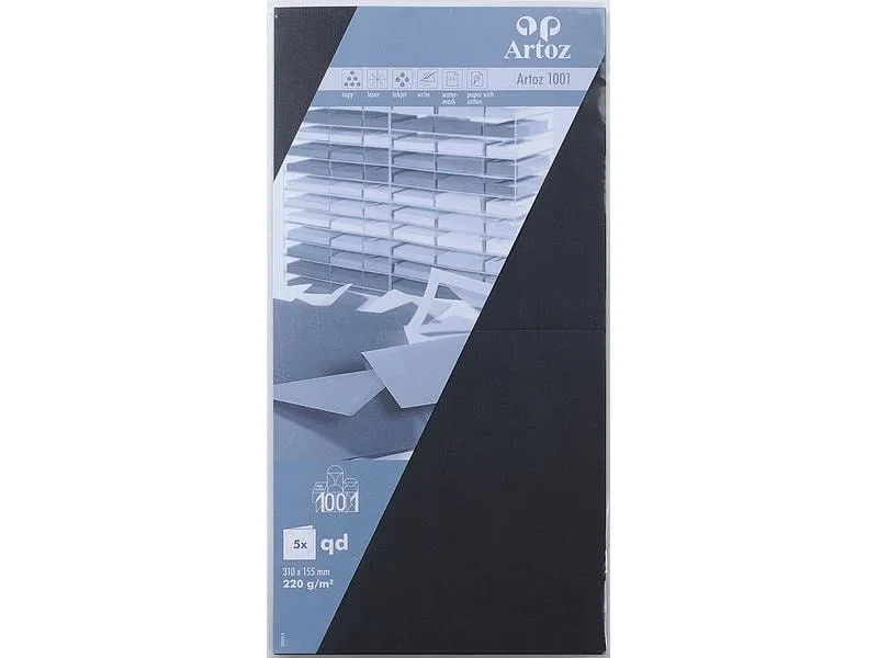 Artoz Blankokarte 1001, 15.5 x 15.5 cm, 5 Blatt, Schwarz Artoz Blankokarte 1001, 15.5 x 15.5 cm, 5 Blatt, Schwarz