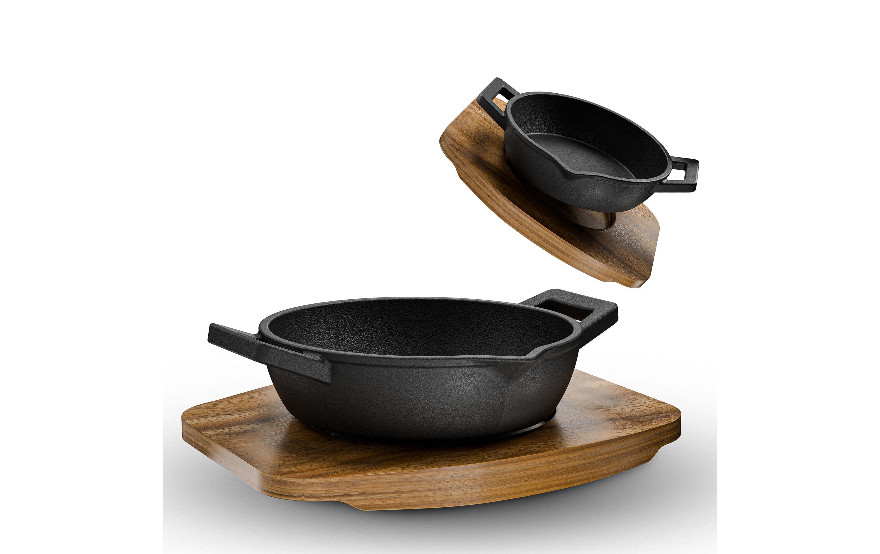 Gusskoenig Mini Rundpfanne Set mit Holzsockel