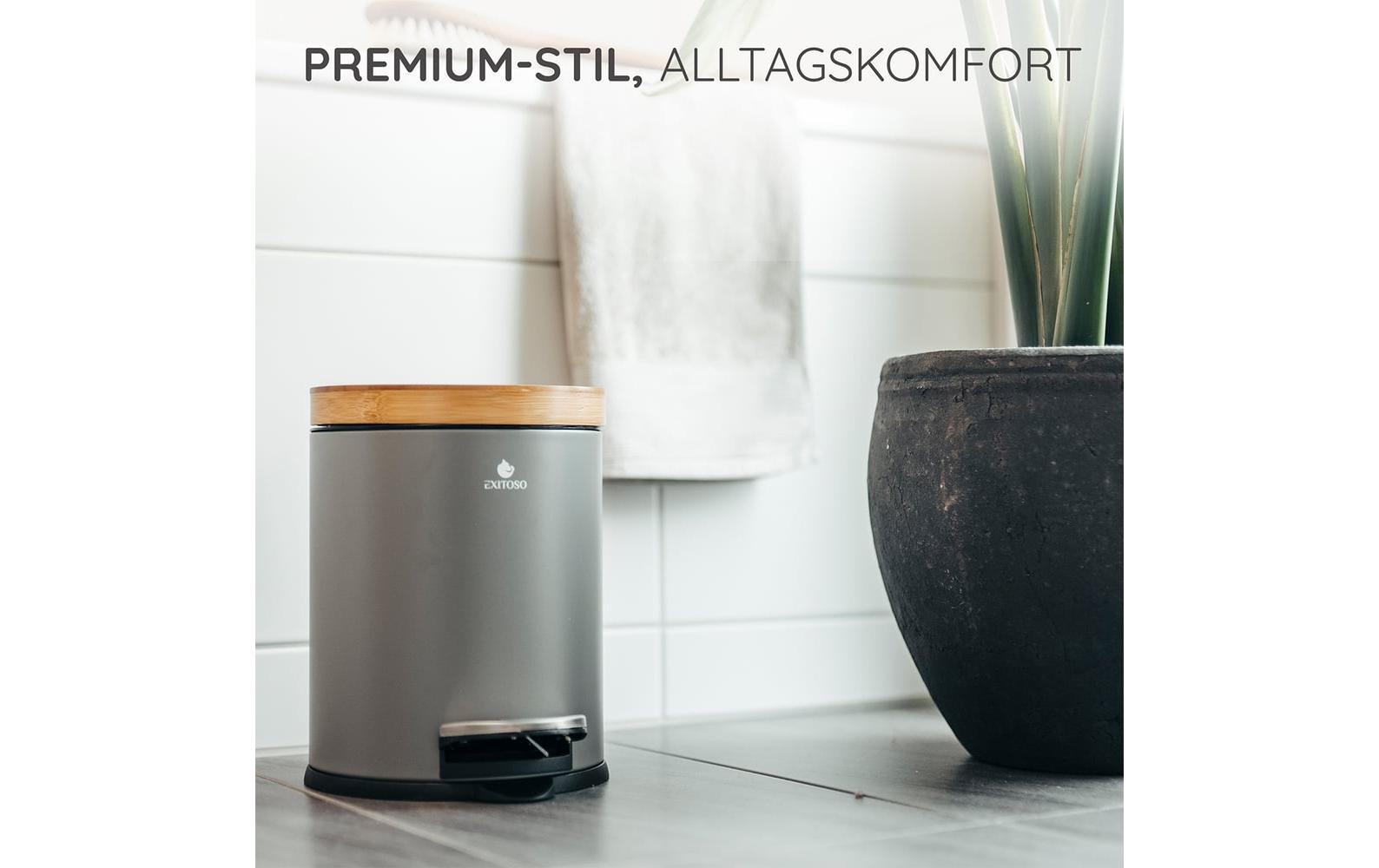 Exitoso Tretmülleimer mit Softclose-Deckel 5 l, Grau