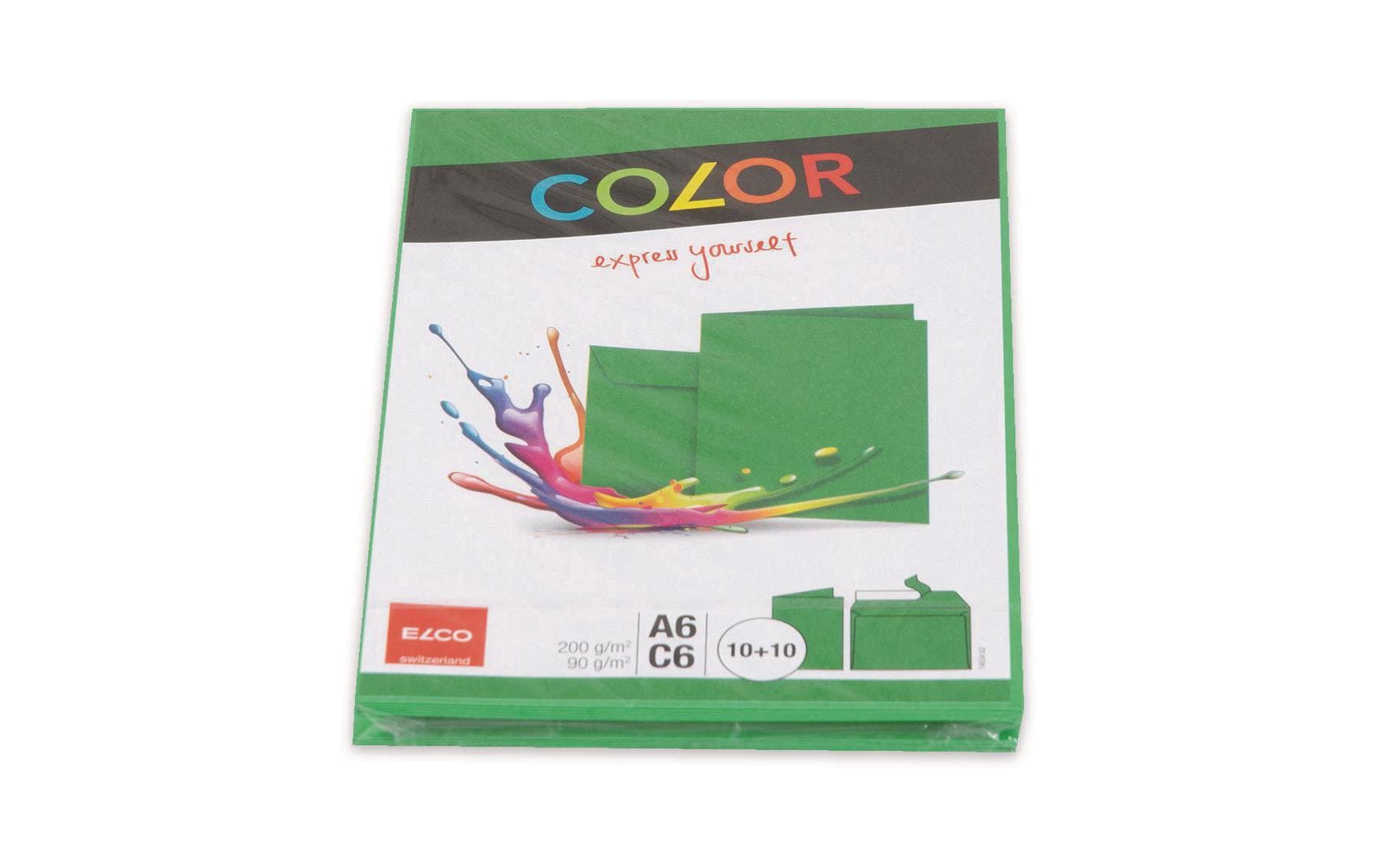 ELCO Doppelkarte mit Couvert Color A6/C6 Grün, 20 Stück