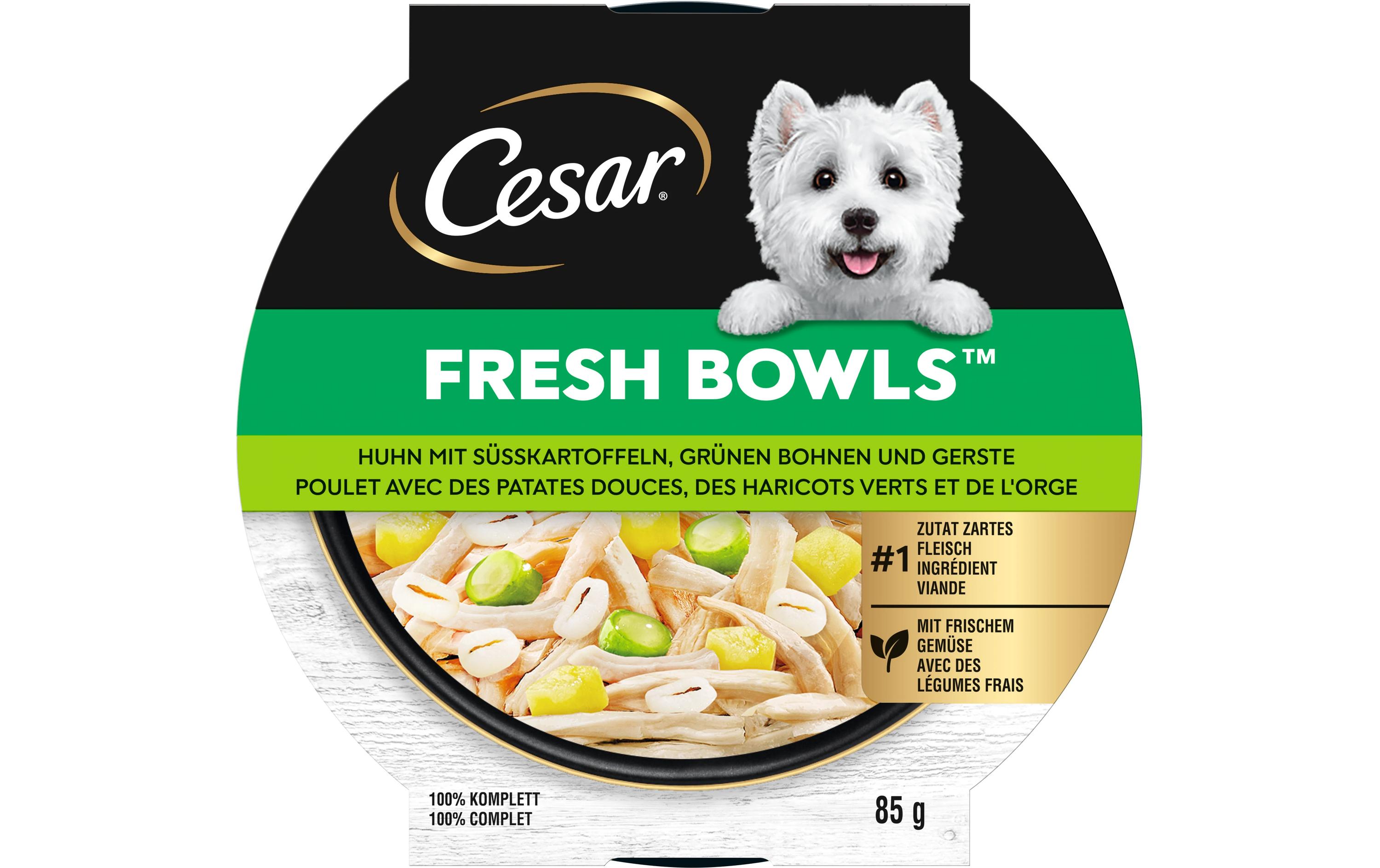 Cesar Nassfutter Fresh Bowls Huhn, Süsskartoffeln 10 x 85 g