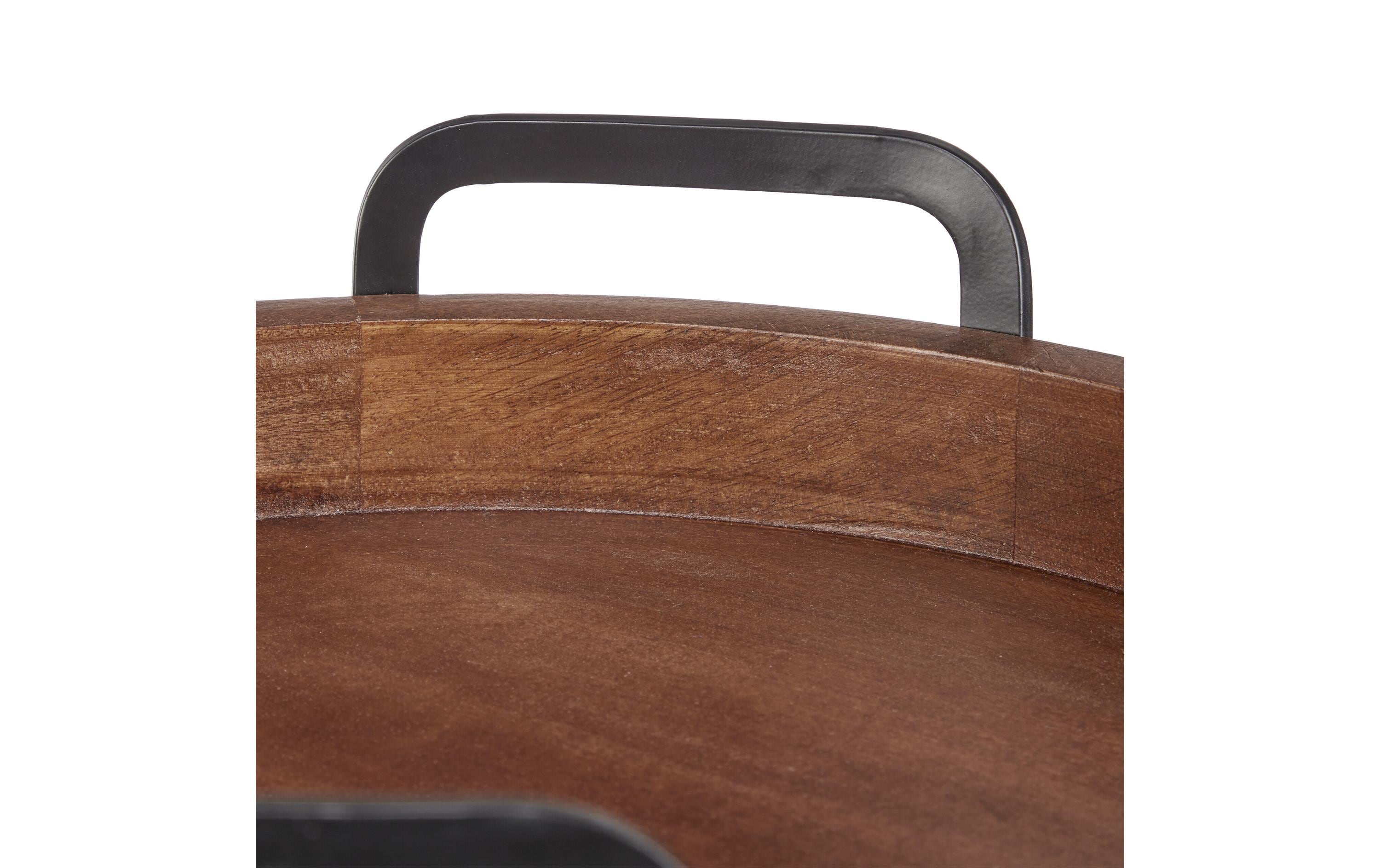 relaxdays Serviertablett Braun/Silber/Schwarz