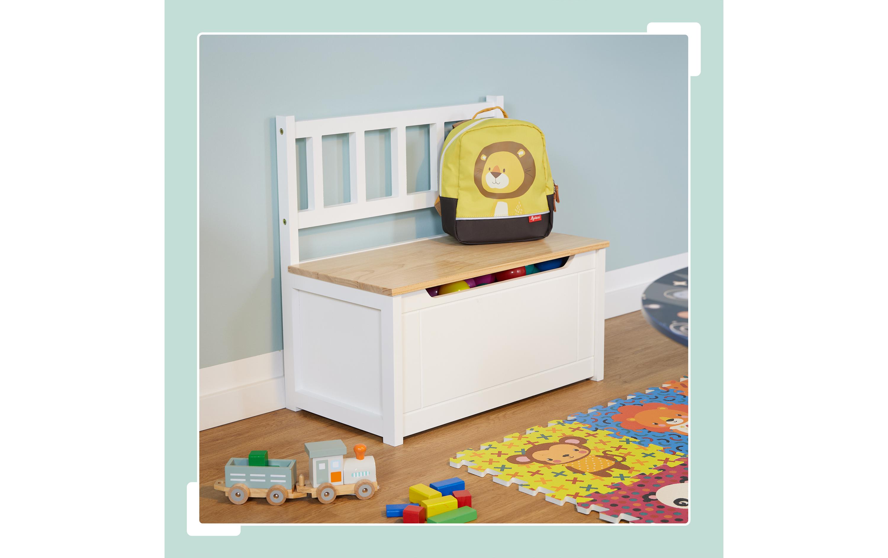 relaxdays Kindersitzbank Hellbraun; Weiss