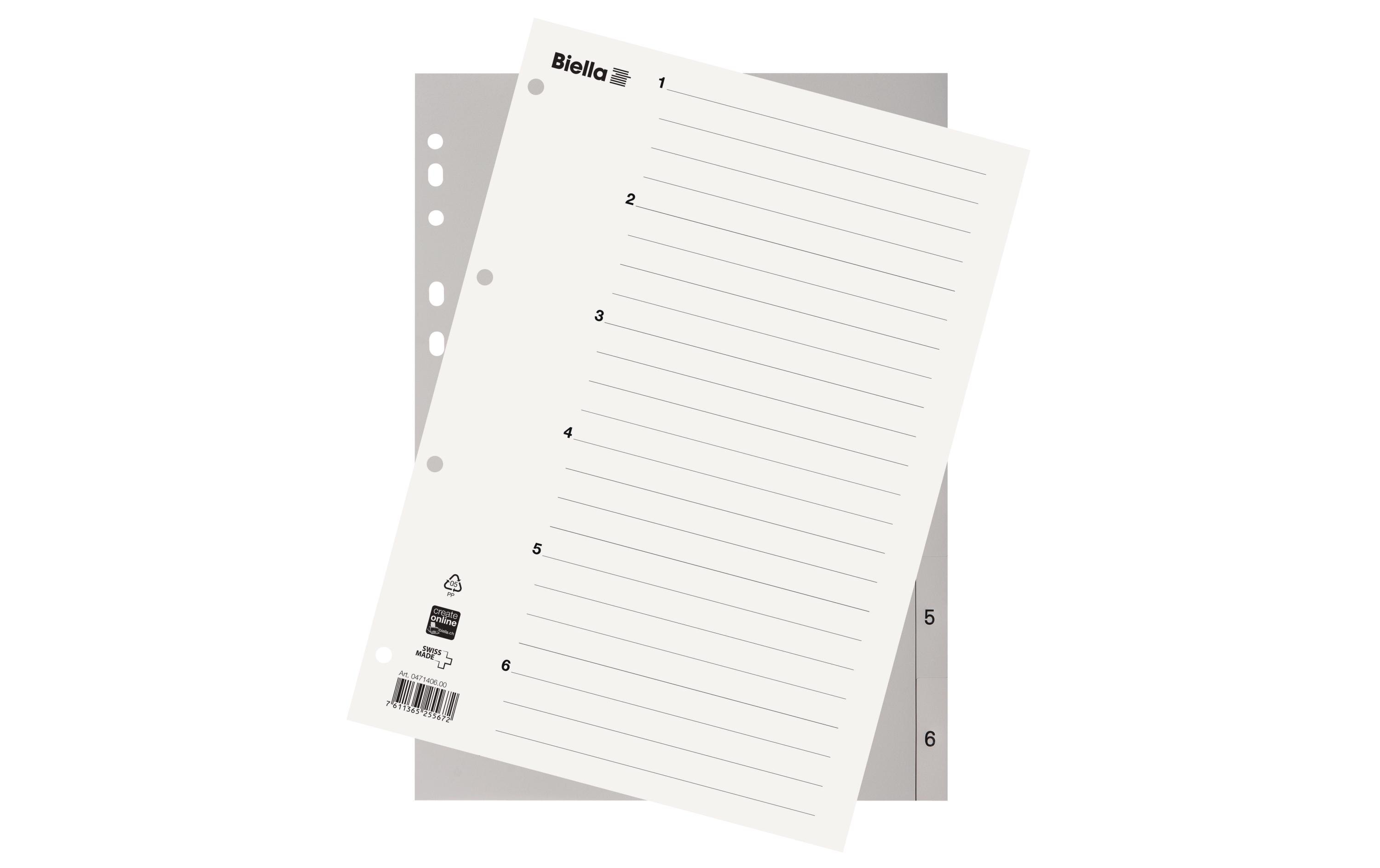 Biella Register A4 1-6 mit Indexblatt Biella Register A4 1-6 mit Indexblatt