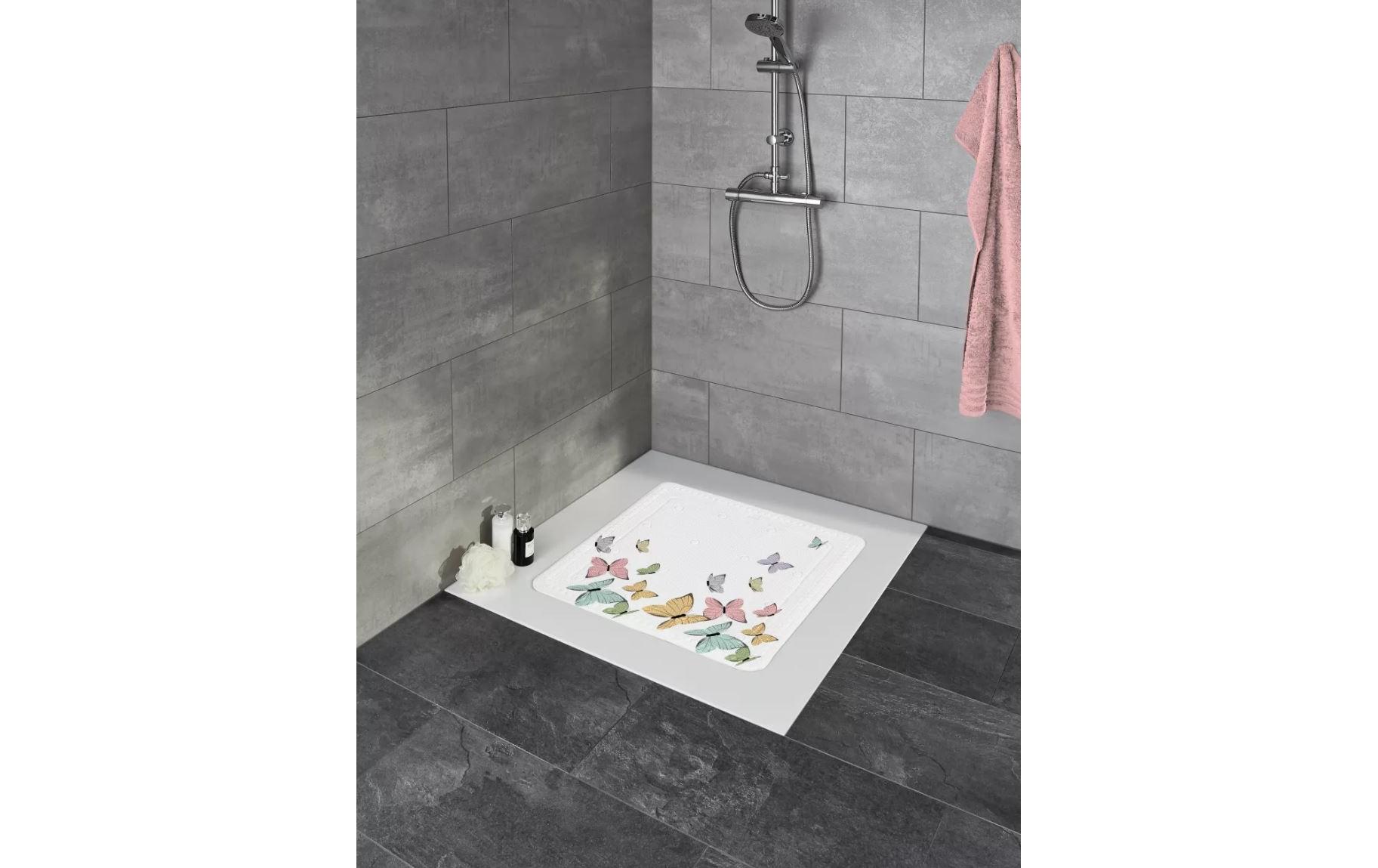 Kleine Wolke Duschwanneneinlage Butterflies 55 x 55 cm, Mehrfarbig/Weiss