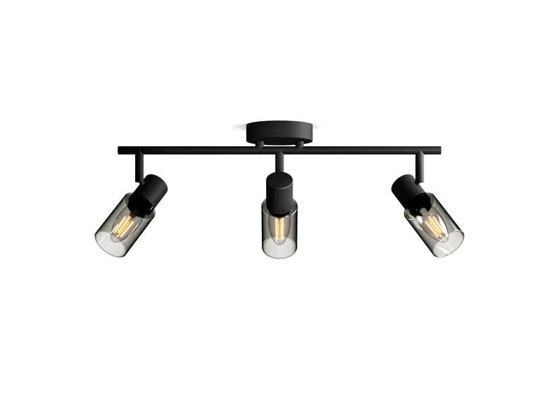 Philips Aufbauspot Palms 3er Spot für E14 Schwarz, ohne Leuchtmittel