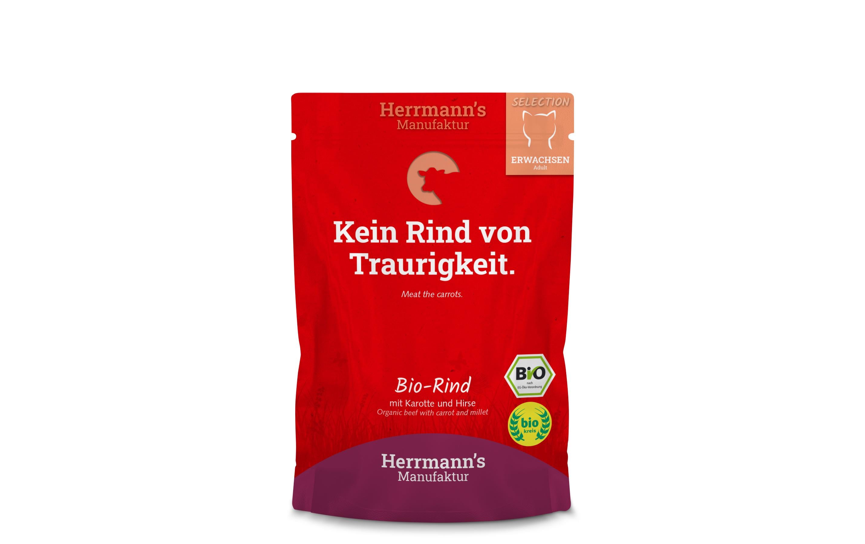 Herrmann's Nassfutter Bio Rind mit Karotte und Hirse, 20 x 100g