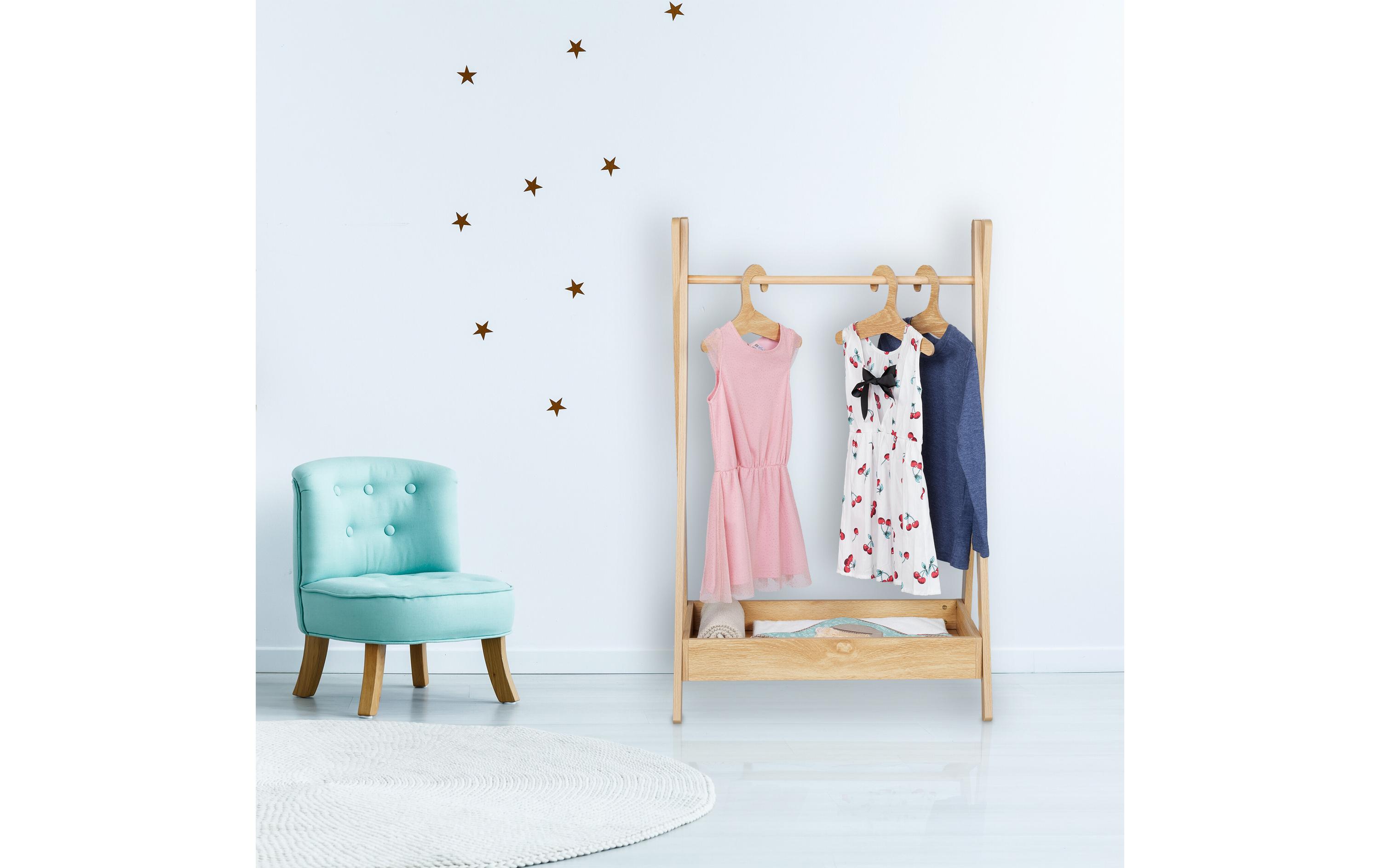 relaxdays Kleiderständer für Kinder 64.5 x 99 cm, Braun