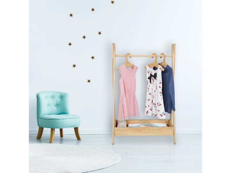 relaxdays Kleiderständer für Kinder 64.5 x 99 cm, Braun