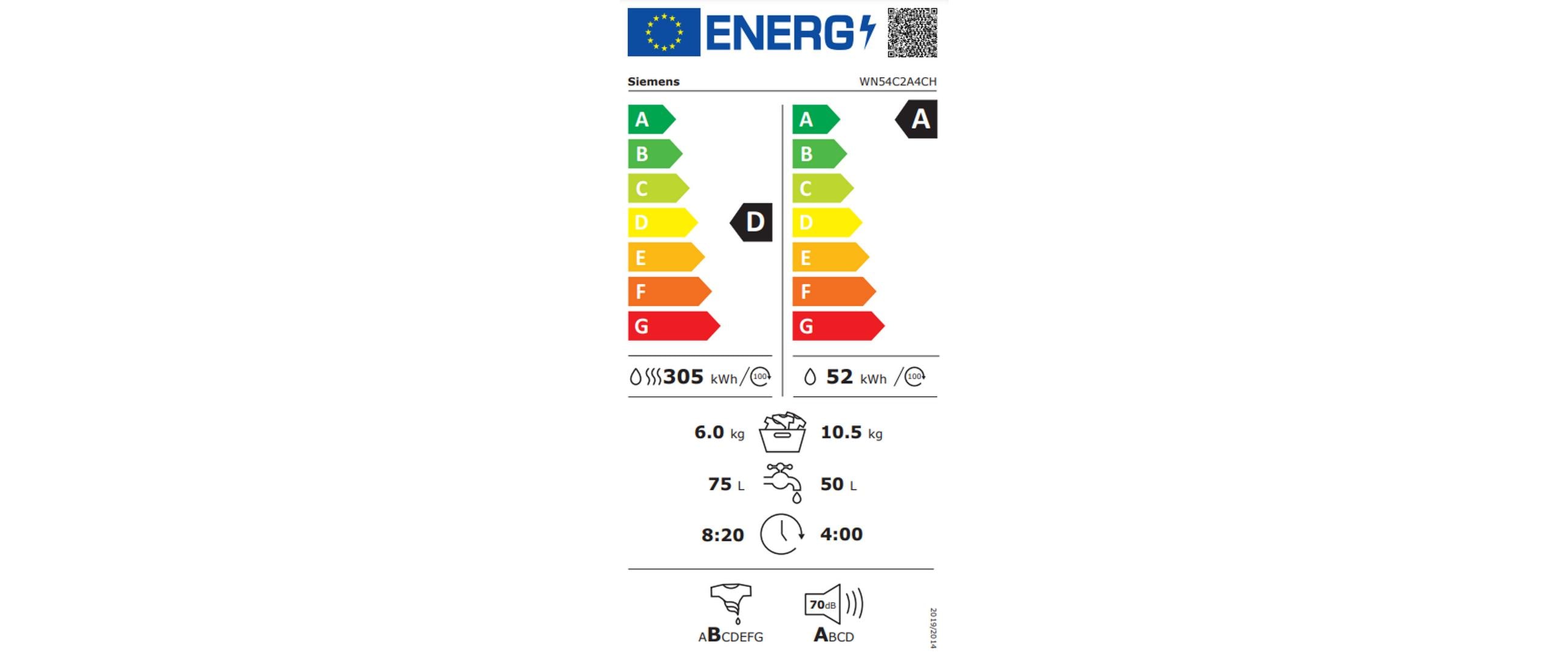 Siemens Waschtrockner WN54C2A4CH 10.5 kg / 6 kg