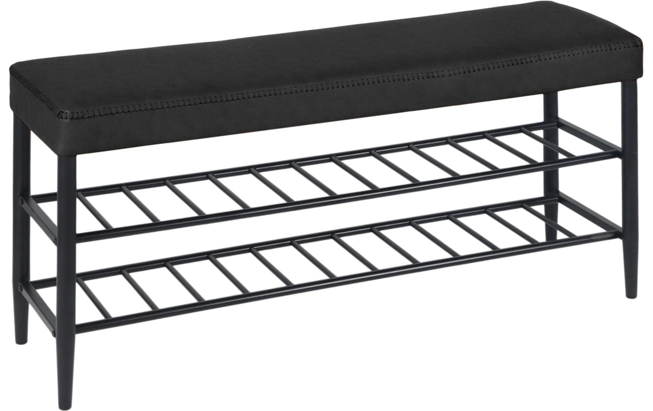 relaxdays Schuhbank mit zwei Ablagen 100 x 50 cm, Schwarz