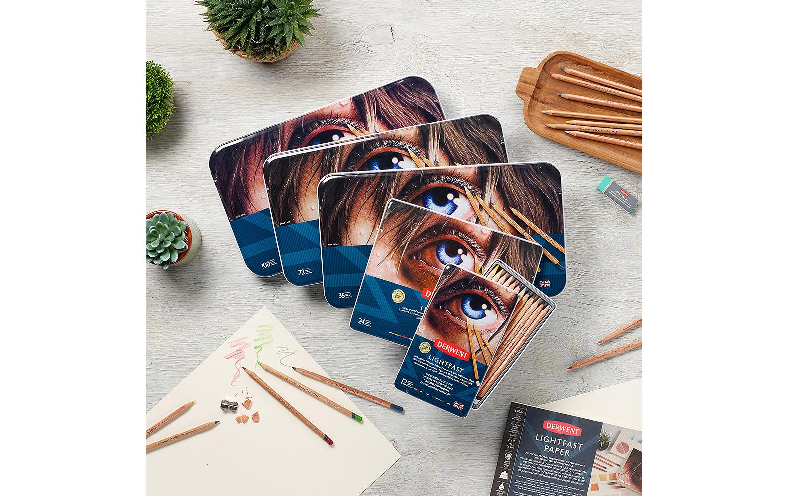 Derwent Farbstifte Lightfast Buntstifte, 4 mm, mehrfarbig, 72-teilig