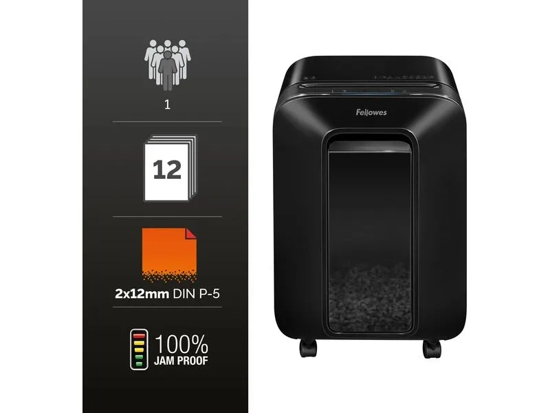 Fellowes Aktenvernichter LX201 P-5, 12 Seiten, Schwarz Fellowes Aktenvernichter LX201 P-5, 12 Seiten, Schwarz