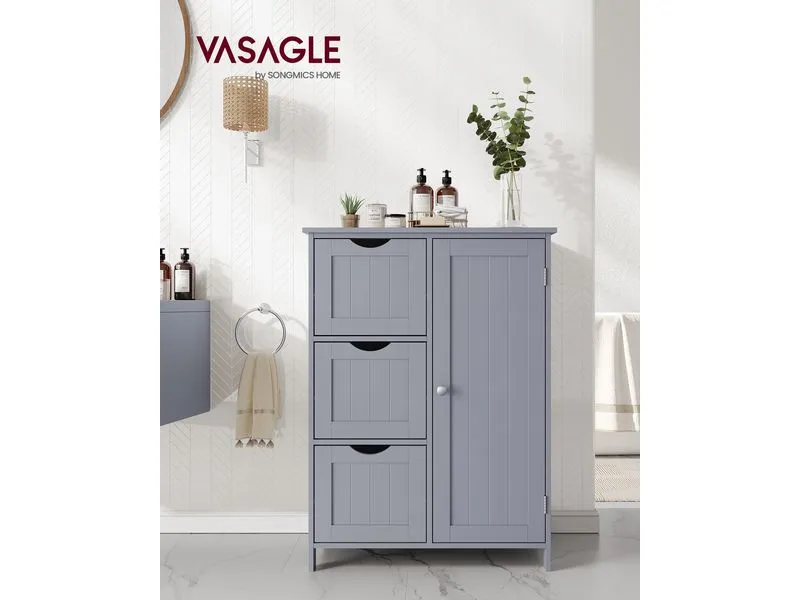 VASAGLE Kommode in Landhausstil 60 x 80 cm, Grau VASAGLE Kommode in Landhausstil 60 x 80 cm, Grau