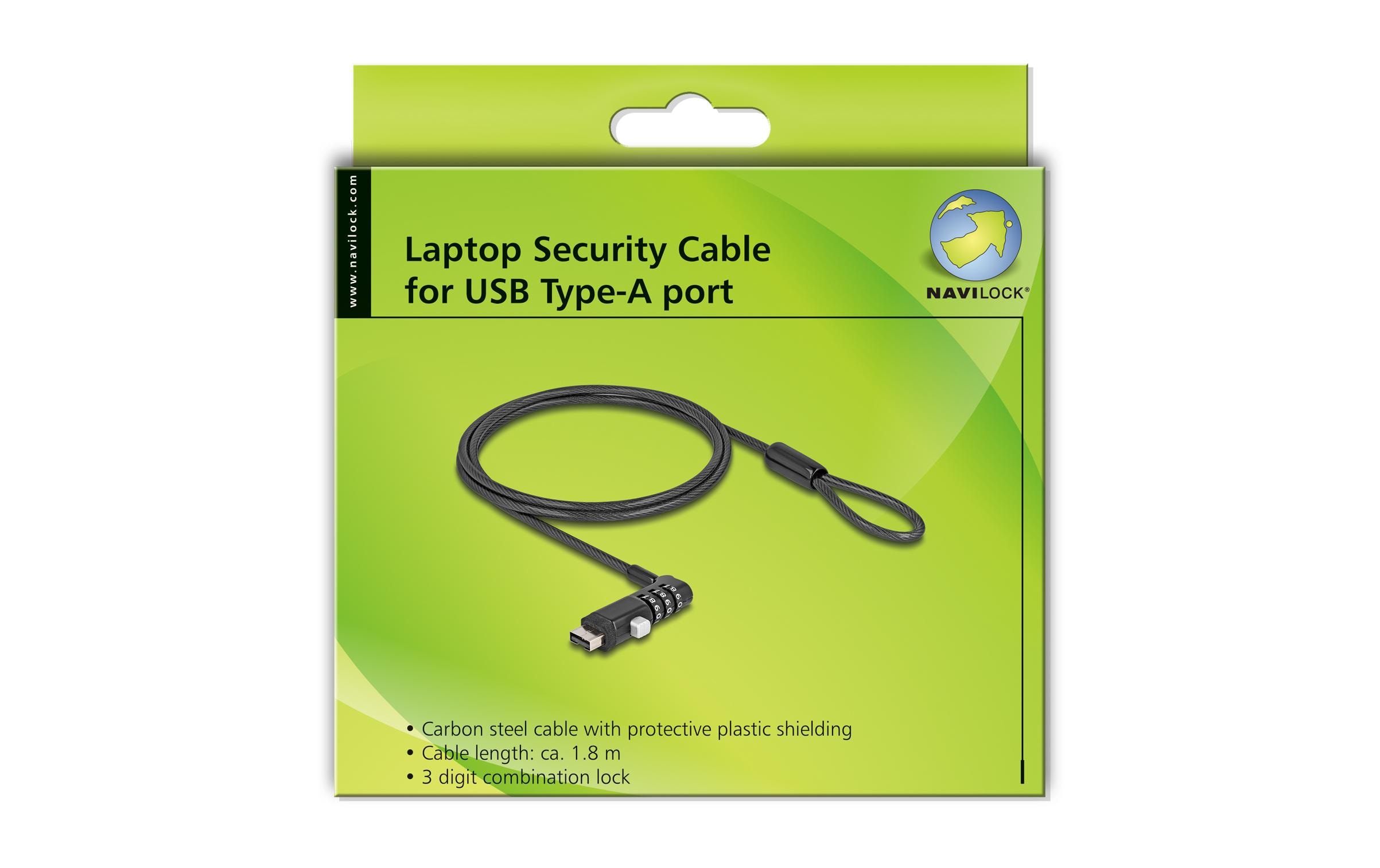 Navilock Sicherheitsschloss für USB Typ-A Buchse mit Zahlenschloss