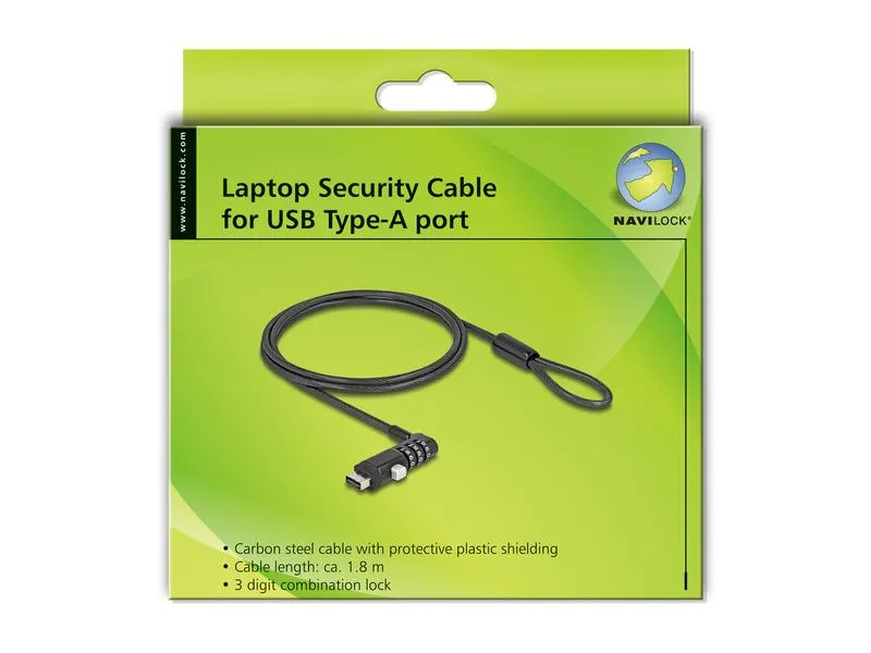 Navilock Sicherheitsschloss für USB Typ-A Buchse mit Zahlenschloss