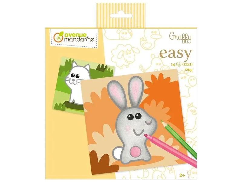Avenue Mandarine Graffy Easy, Tiere auf dem Bauernhof – Gelb 20 x 20 cm Avenue Mandarine Graffy Easy, Tiere auf dem Bauernhof – Gelb 20 x 20 cm