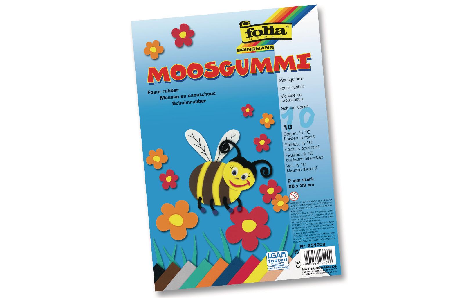 Folia Moosgummi-Set 10 Stück, Mehrfarbig