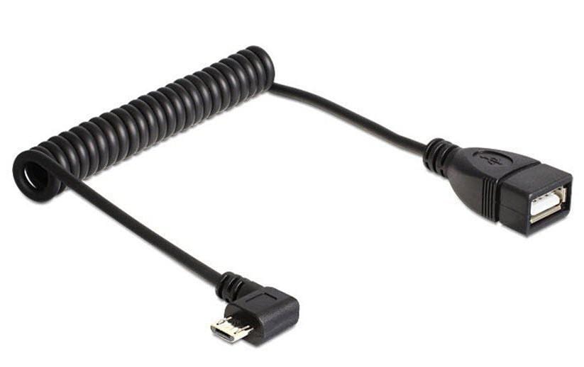 Delock USB-OTG-Spiralkabel Micro-USB B - USB A 0.55 m
