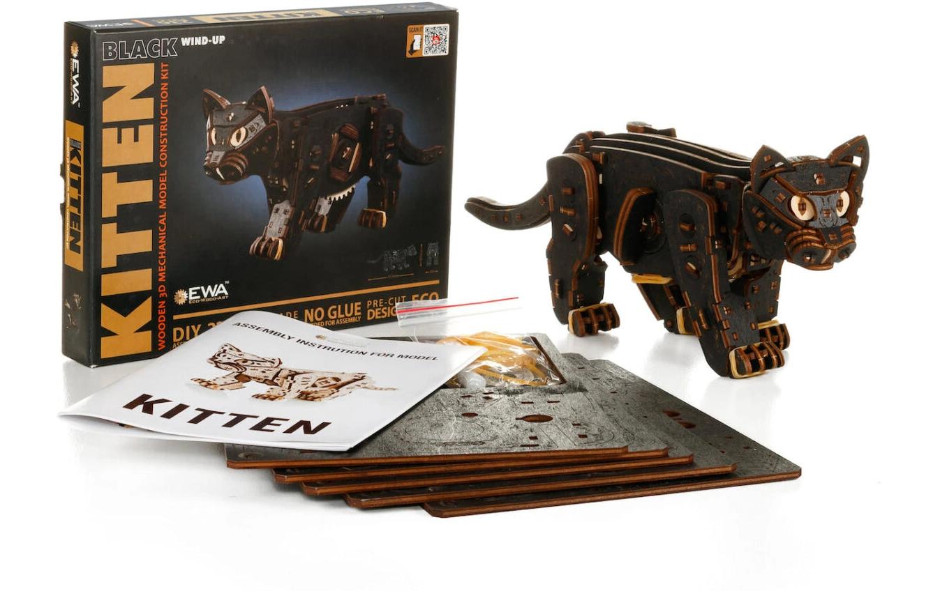 Eco-Wood-Art Bausatz Kätzchen Schwarz