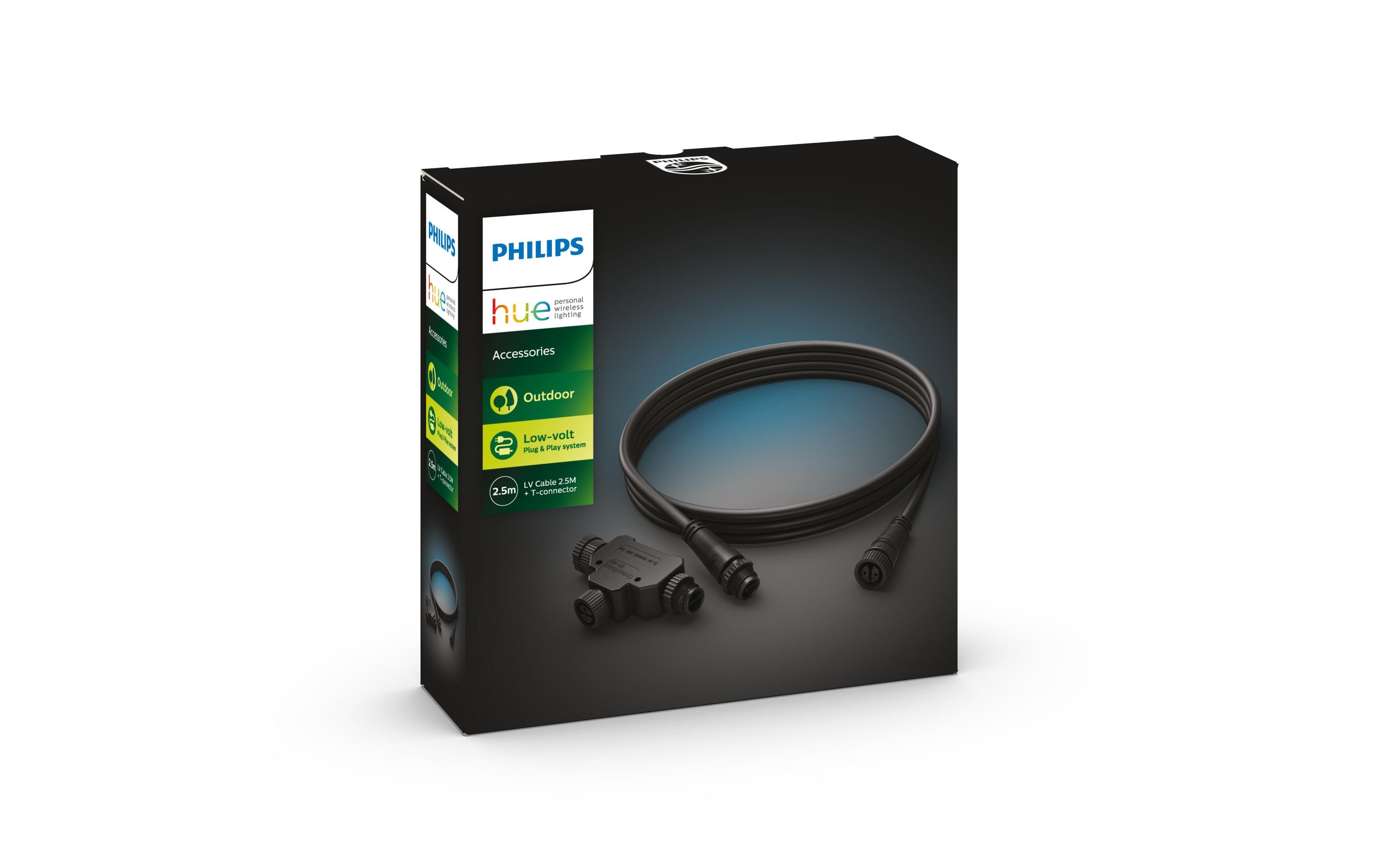 Philips Hue Zubehör Outdoor Verlängerungskabel 2.5m + T-Stück Niedervolt