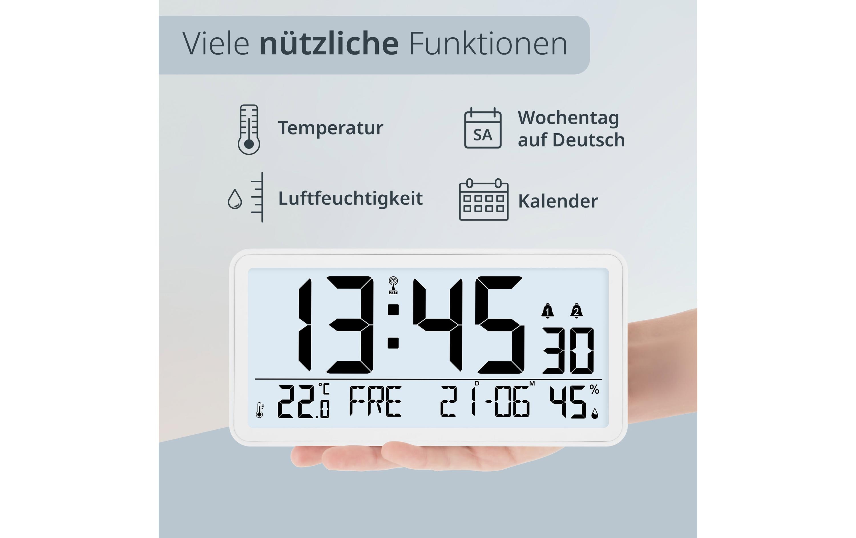 ADE Tischuhr digital Weiss