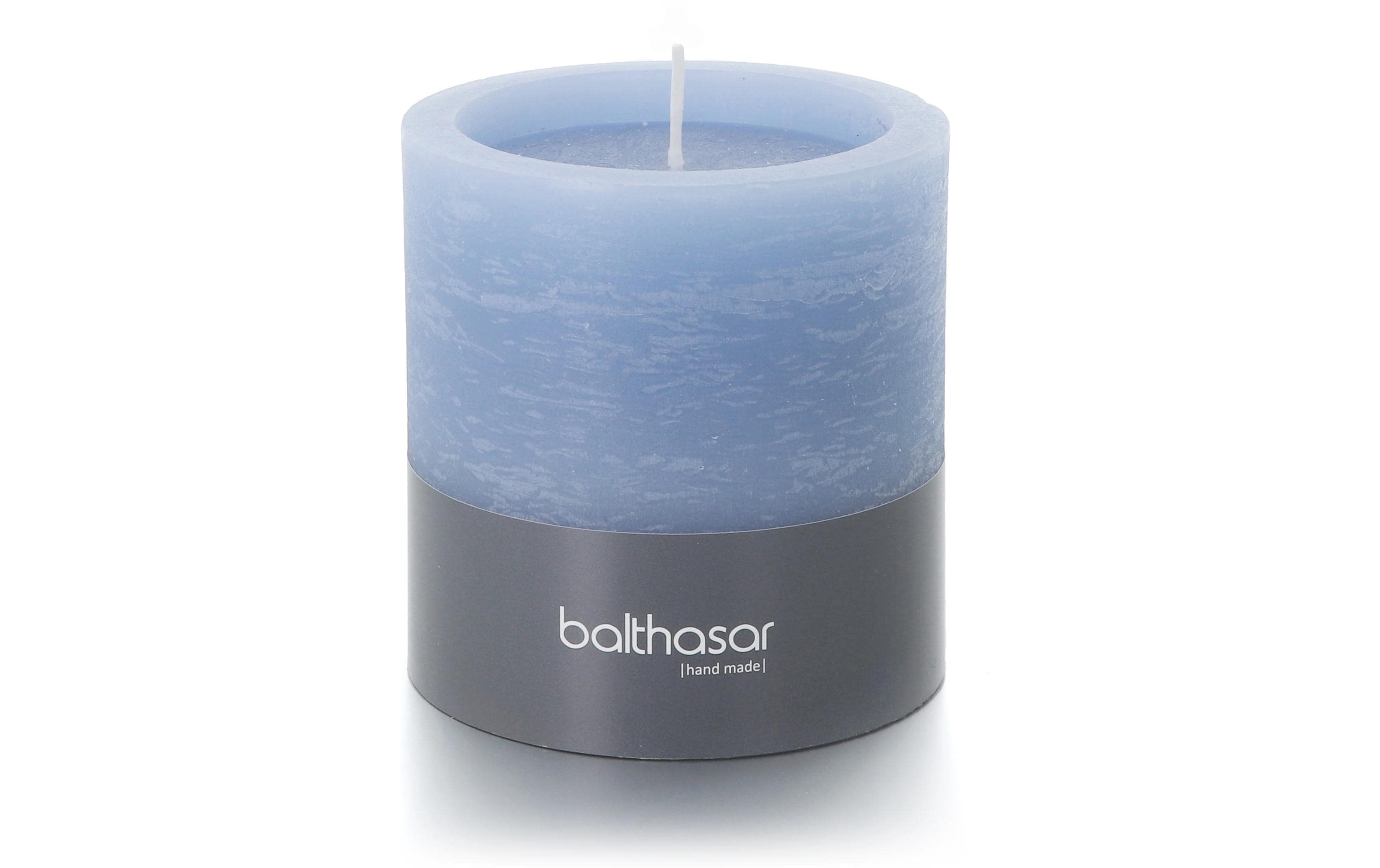 balthasar Kerze Rustico 10 cm x 10 cm, Jeansblau