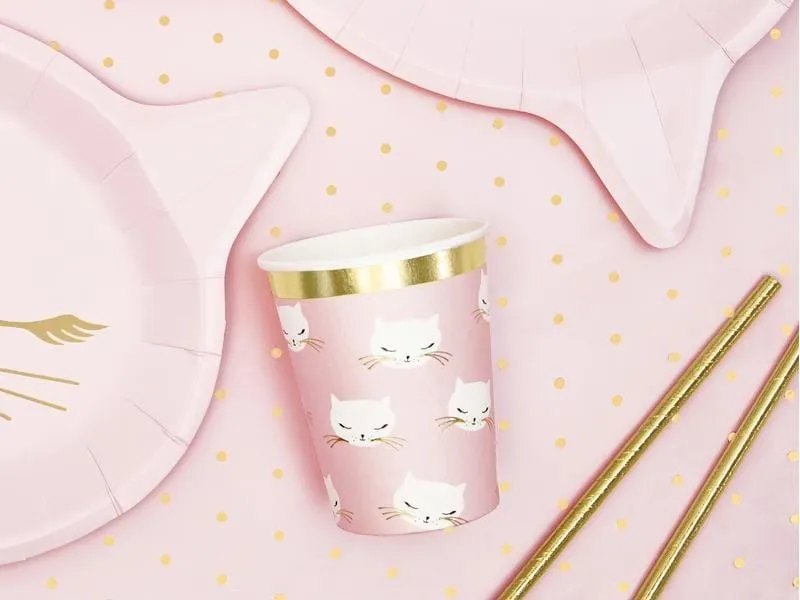 Partydeco Einwegbecher Cat 200 ml, 6 Stück, Hellrosa