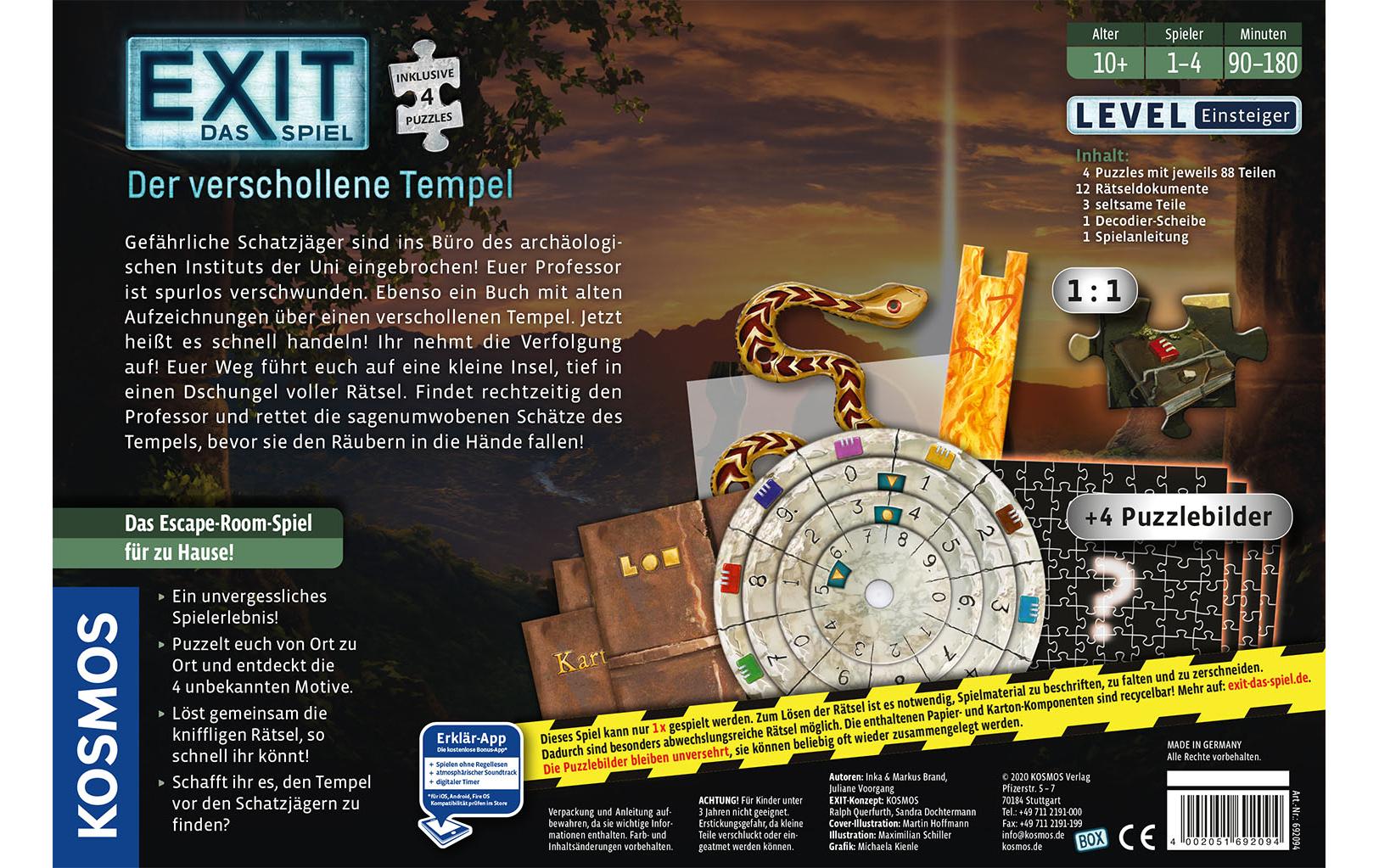 Kosmos Kennerspiel EXIT & Puzzle: Der verschollene Tempel Kosmos Kennerspiel EXIT & Puzzle: Der verschollene Tempel