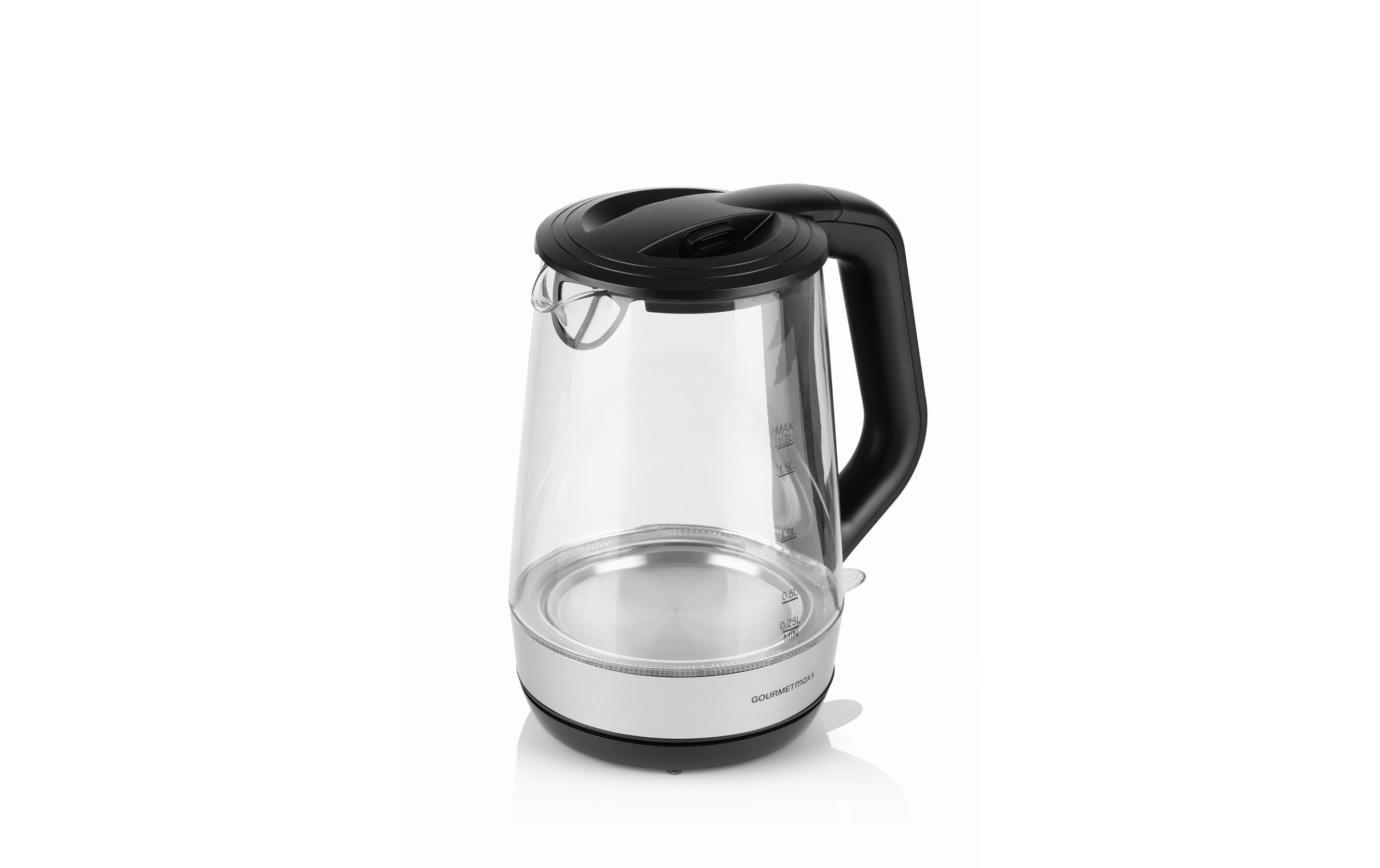 GOURMETmaxx Wasserkocher 1.7 l, Schwarz/Transparent