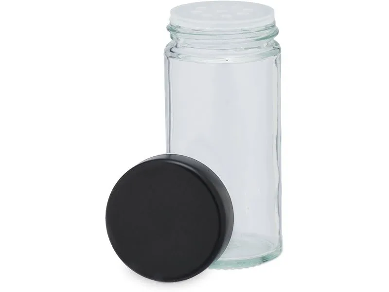 relaxdays Gewürzkarussell 16er Set Schwarz/Transparent