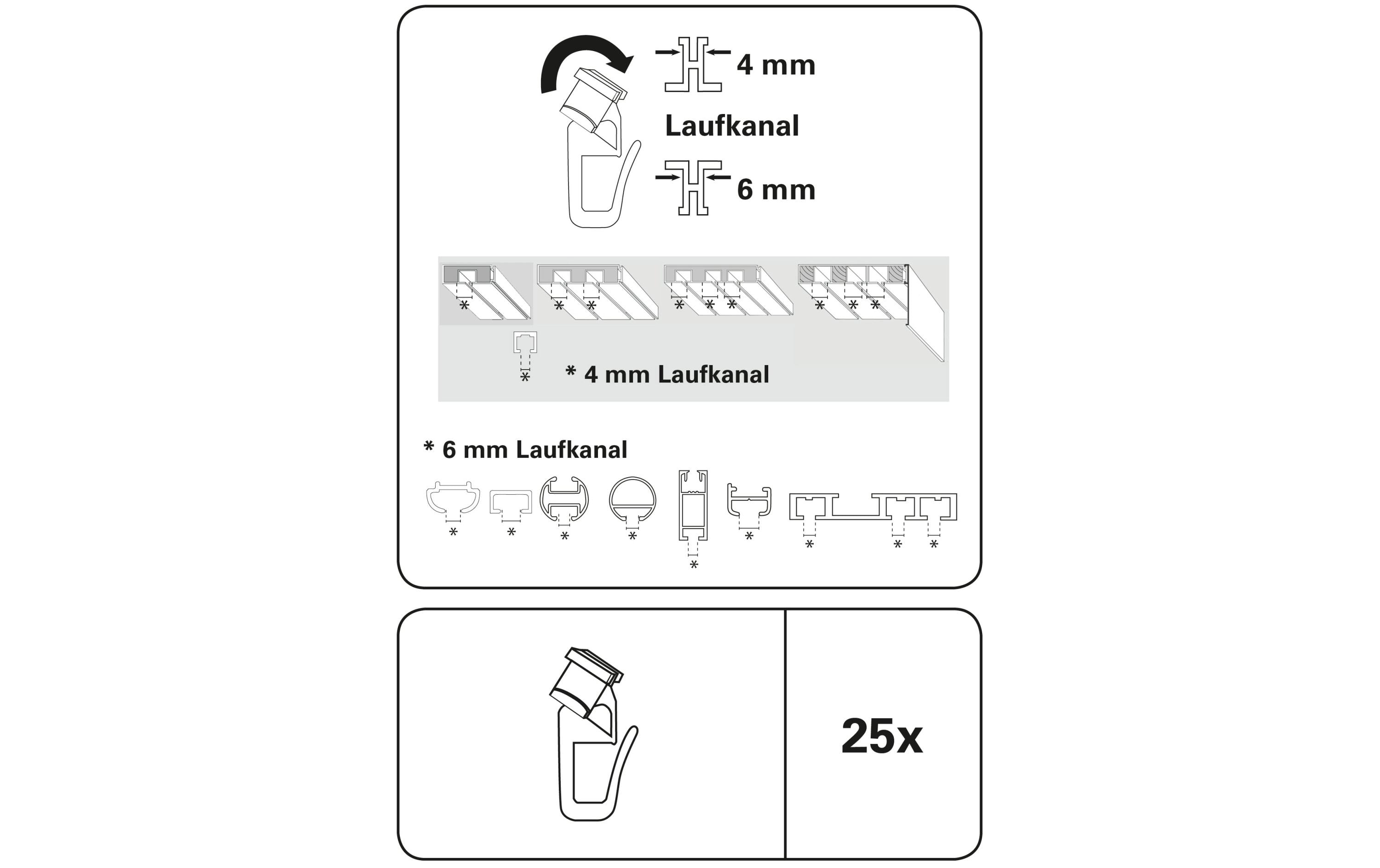 Gardinia Ösengleiter Weiss, 25 Stück, 4 oder 6 mm