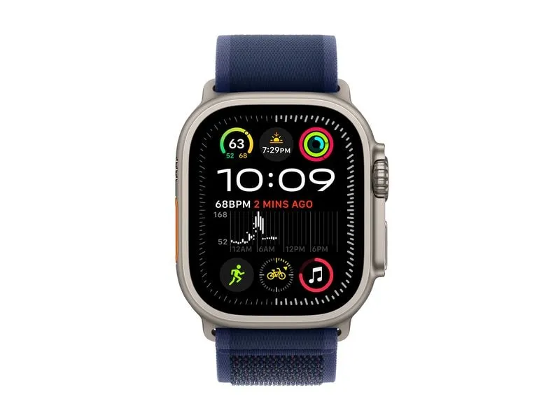 Apple Watch Ultra 2 Natural Titanium Trail Loop Blau M/L Apple Watch Ultra 2 Natural Titanium Trail Loop Blau M/L