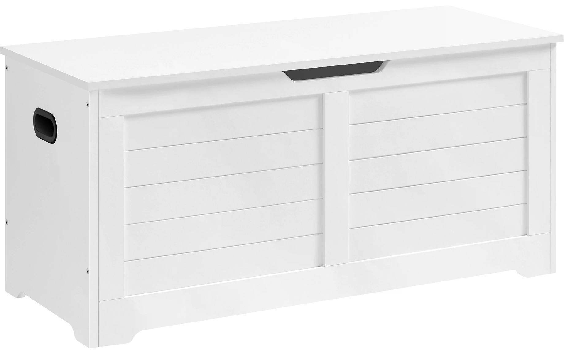 VASAGLE Sitztruhe im Landhausstil 100 x 40 x 46 cm, Weiss matt