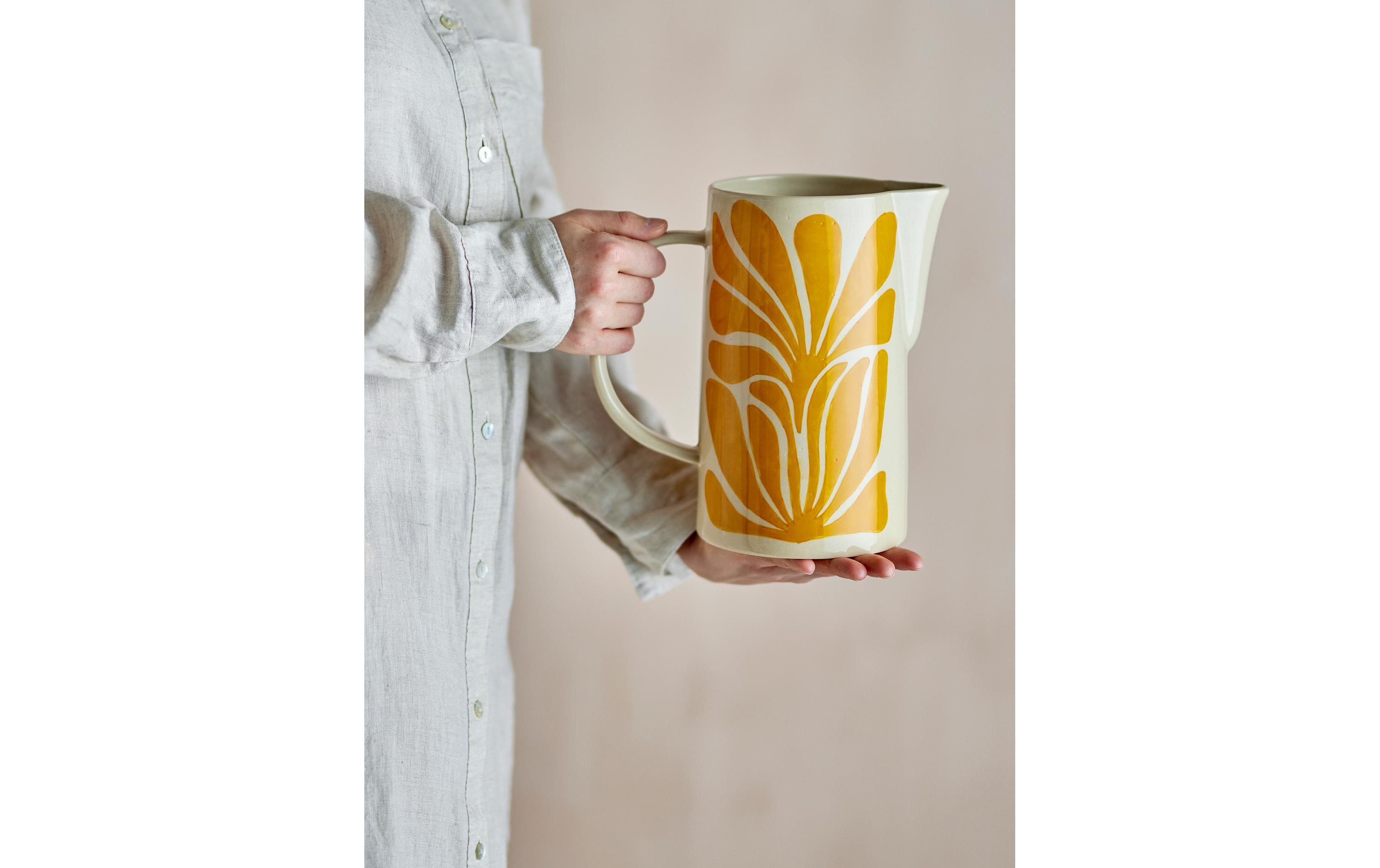 Bloomingville Krug Fauni 2.16 l, Gelb/Weiss