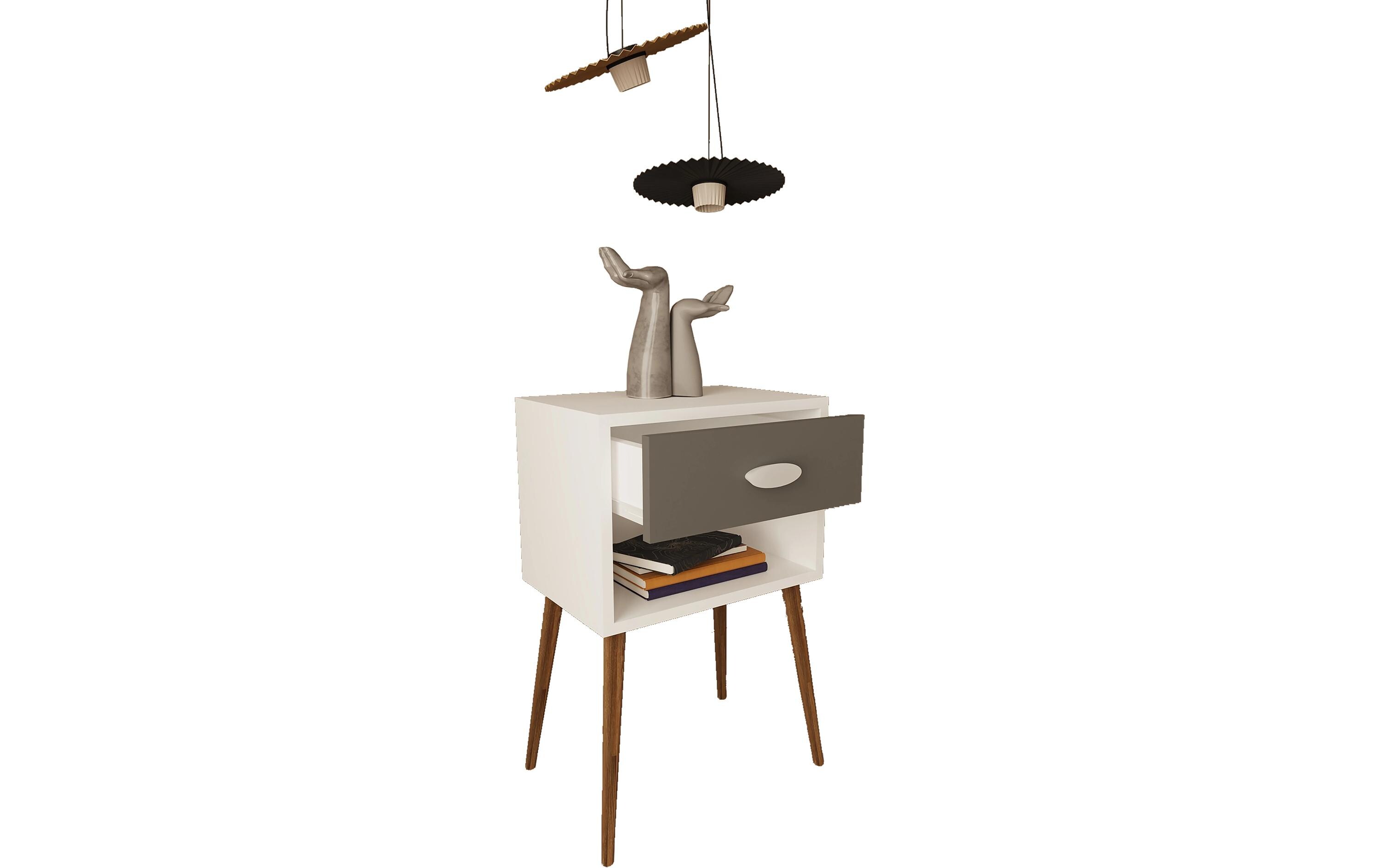 VCM Nachttisch Singol XL 45 x 70 cm, Weiss/Anthrazit