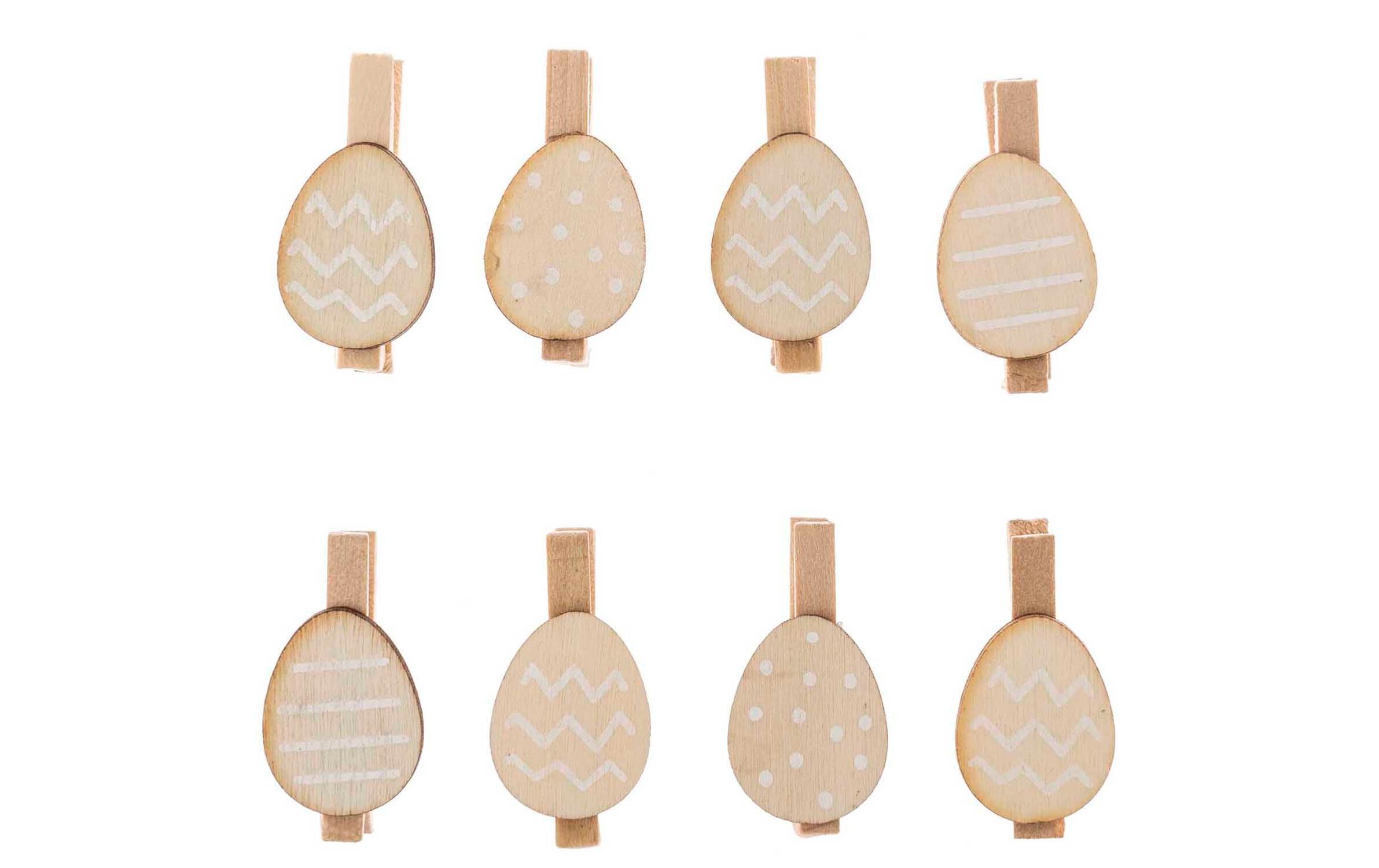 Rico Design Dekoklammer Osterei 8 Stück, Nature