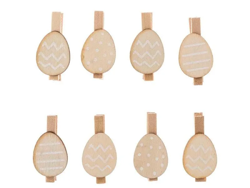 Rico Design Dekoklammer Osterei 8 Stück, Nature