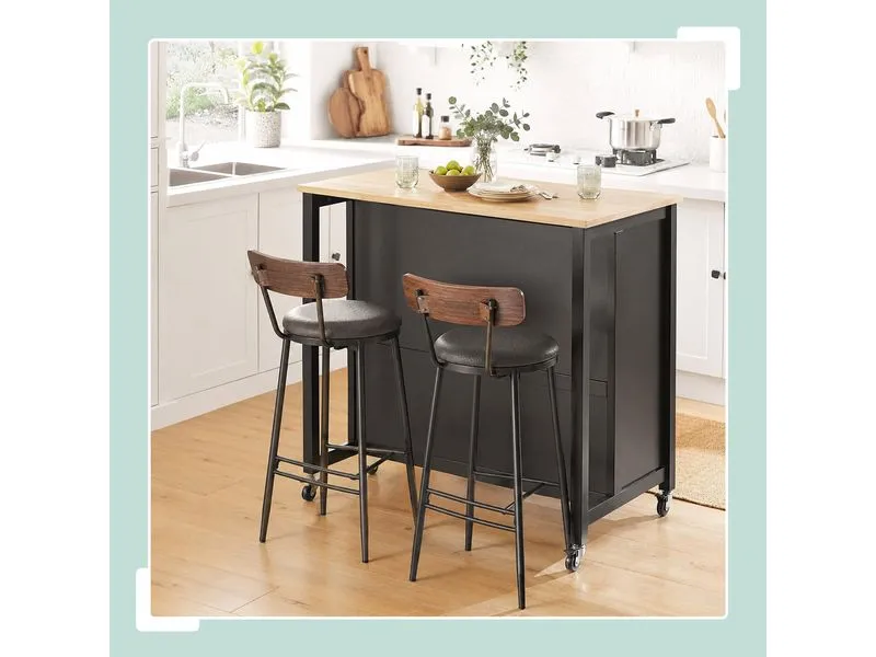 relaxdays Küchenwagen Kücheninsel 100 x 94 x 60 cm, Schwarz/Braun relaxdays Küchenwagen Kücheninsel 100 x 94 x 60 cm, Schwarz/Braun