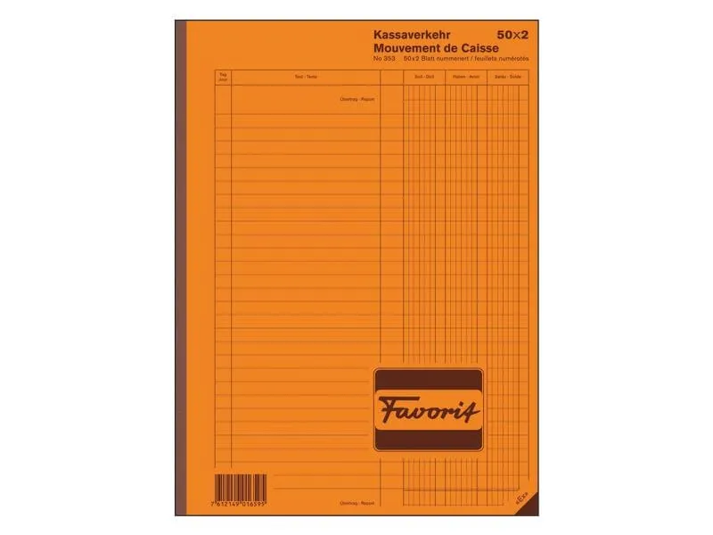 Favorit Durchschreibebuch A4 Kassaverkehr, 50 x 2 Blatt