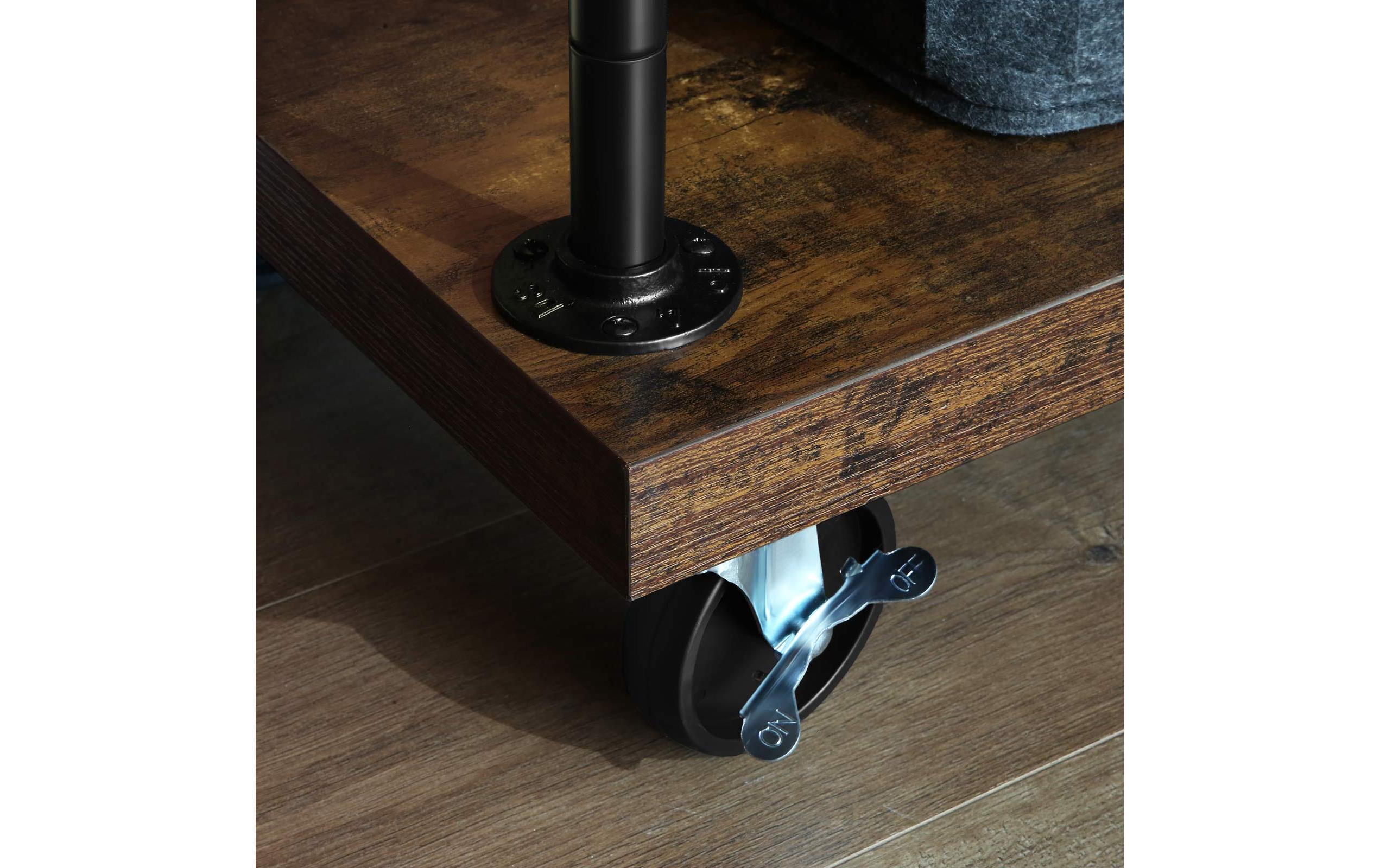 VASAGLE Garderobenständer auf Rollen 174.5 cm, Braun/Schwarz